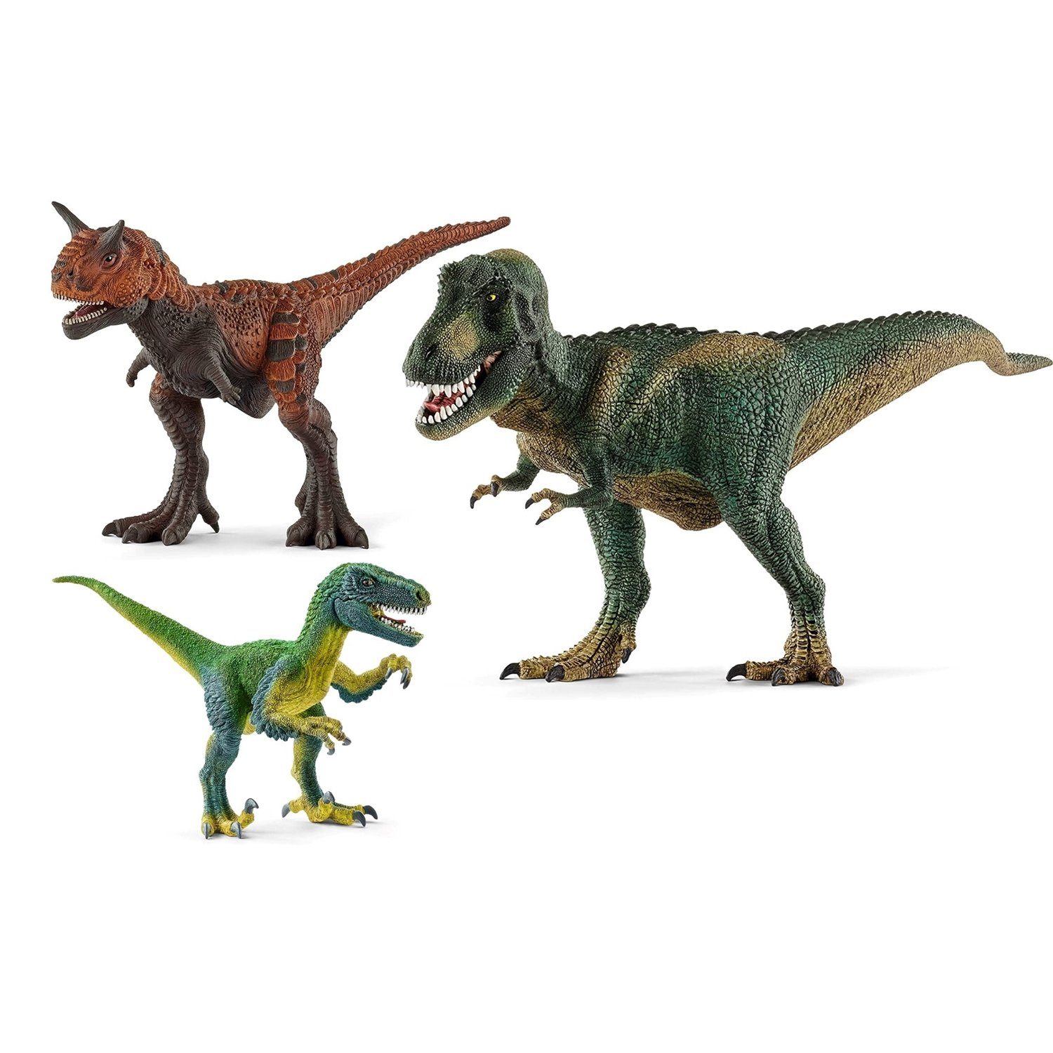 Schleich® 14585-86-87 3er Tierfigur Dinosaurs + + Velociraptor Set Carnotaurus