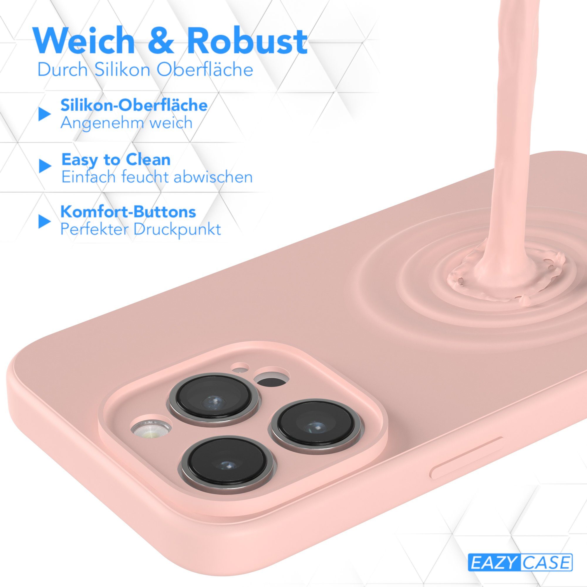 EAZY CASE Handyhülle für Apple iPhone 14 Pro Hülle Silikon 6,1 Zoll, Hülle mit Kameraschutz Bumper Case silikonschutzhülle Rosa / Altrosa – Bild 5 von 5
