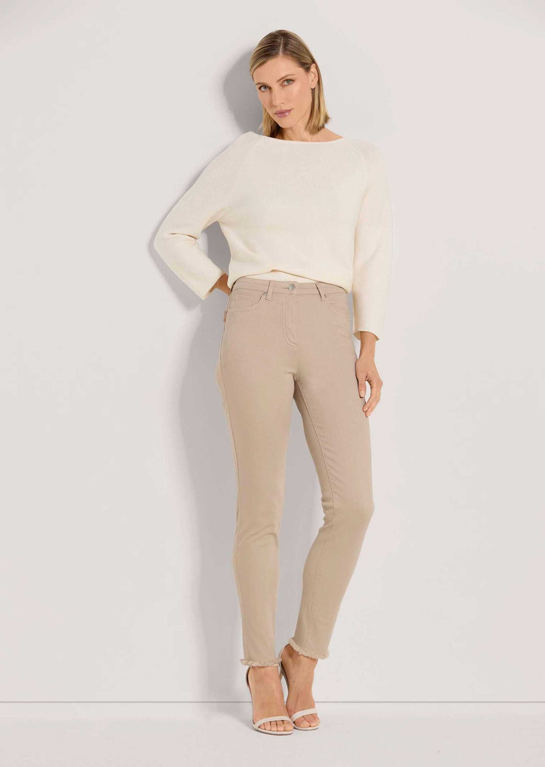 MADELEINE Gerade Jeans Mid Waist Skinny-Hose mit Fransen Fransenhose in sch günstig online kaufen