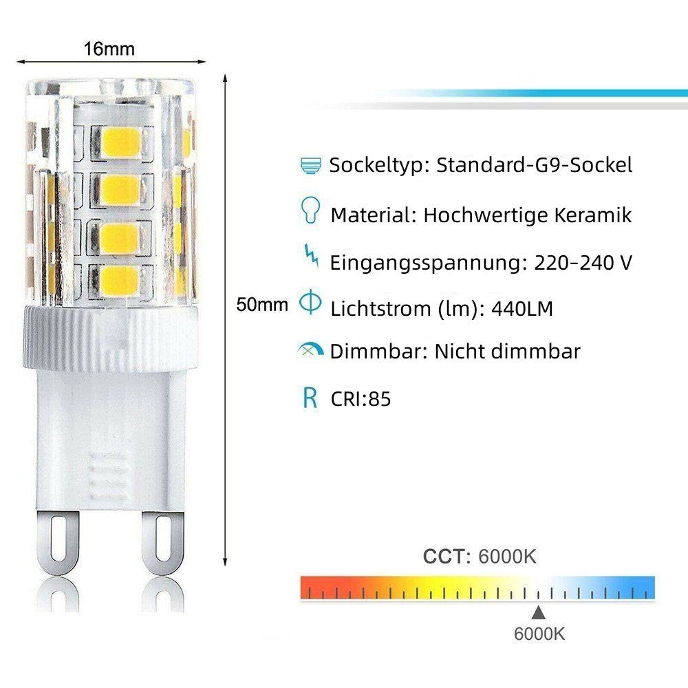 iscooter LED Flutlichtstrahler 10X G9 G9 Energiesparlampen führte 280LM - LED 2700K-3500K, 5W LED Super Warmweiß, fest 2835 220V LED Birne Pack 460LM Bright, integriert, 10er SMD Warmweiß