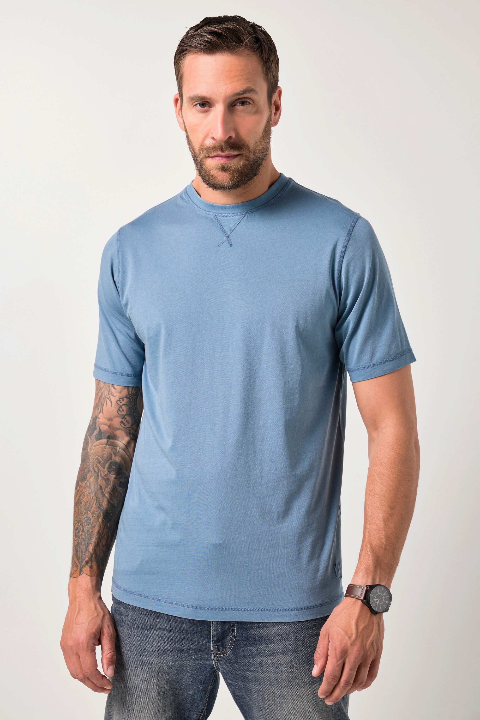 T-Shirt T-Shirt Halbarm Vintage-Look Stickerei
