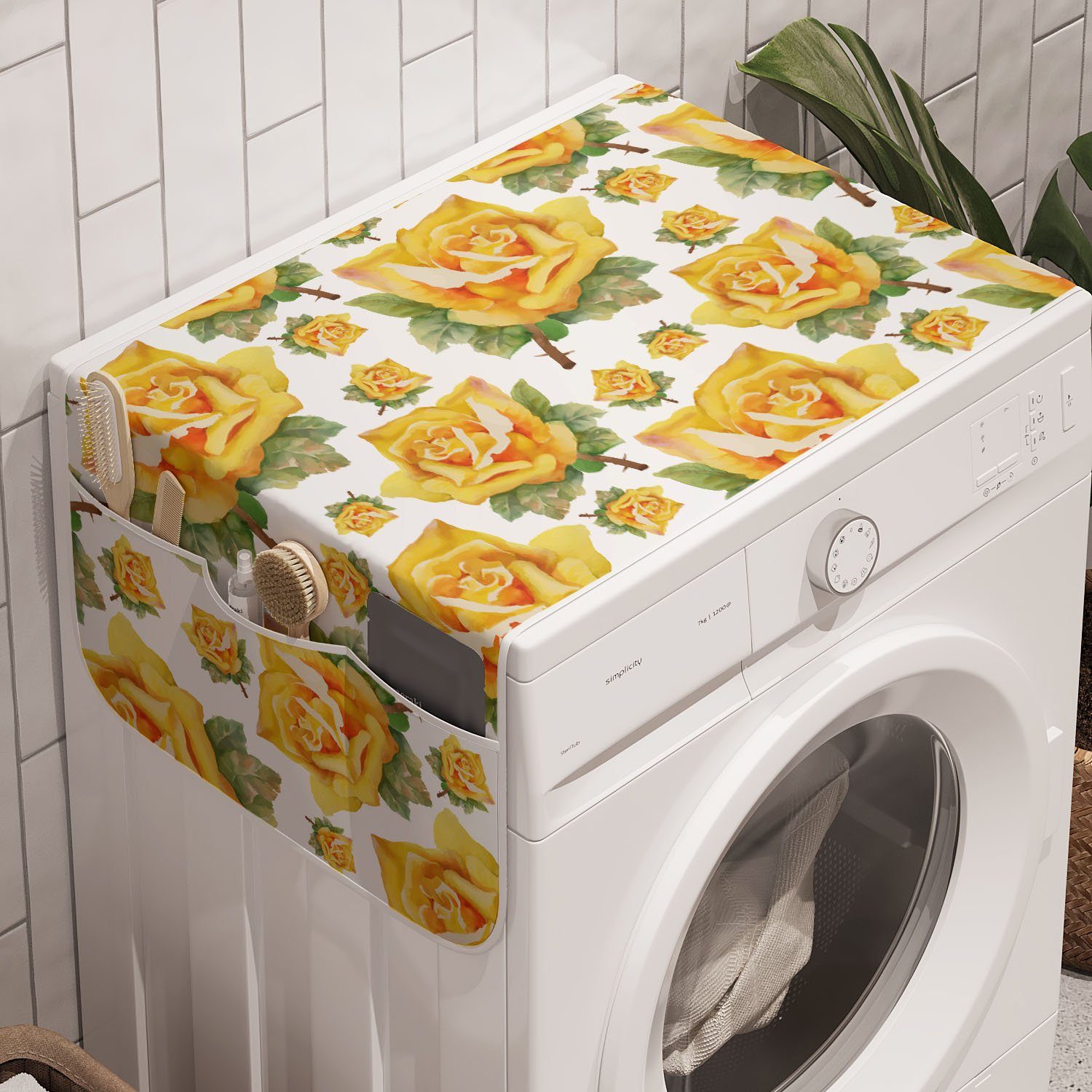 Abakuhaus Badorganizer Anti-Rutsch-Stoffabdeckung für Waschmaschine und Trockner, Rose Roses Natürliche Schönheit