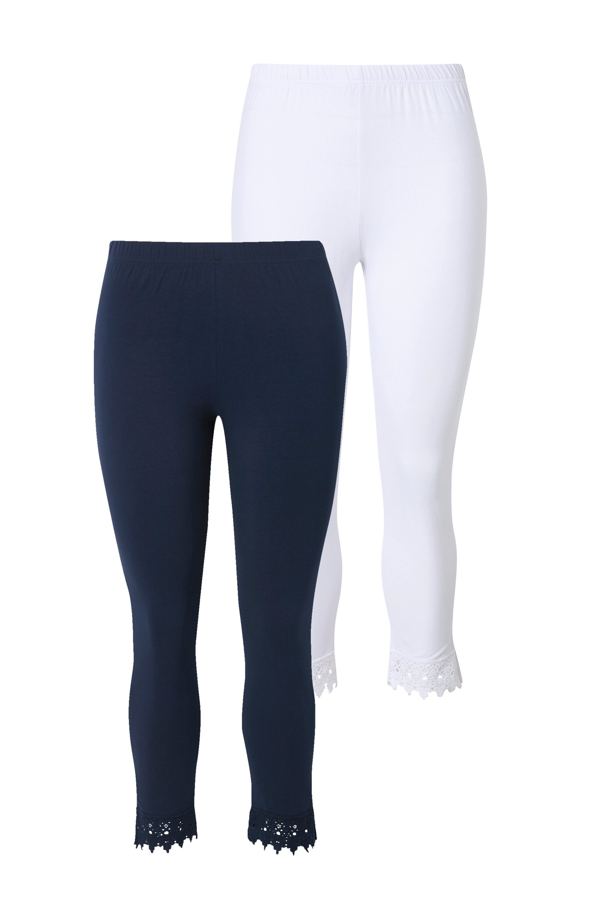 Ulla Popken Leggings 7/8-Leggings 2er-Pack Spitzensaum günstig online kaufen