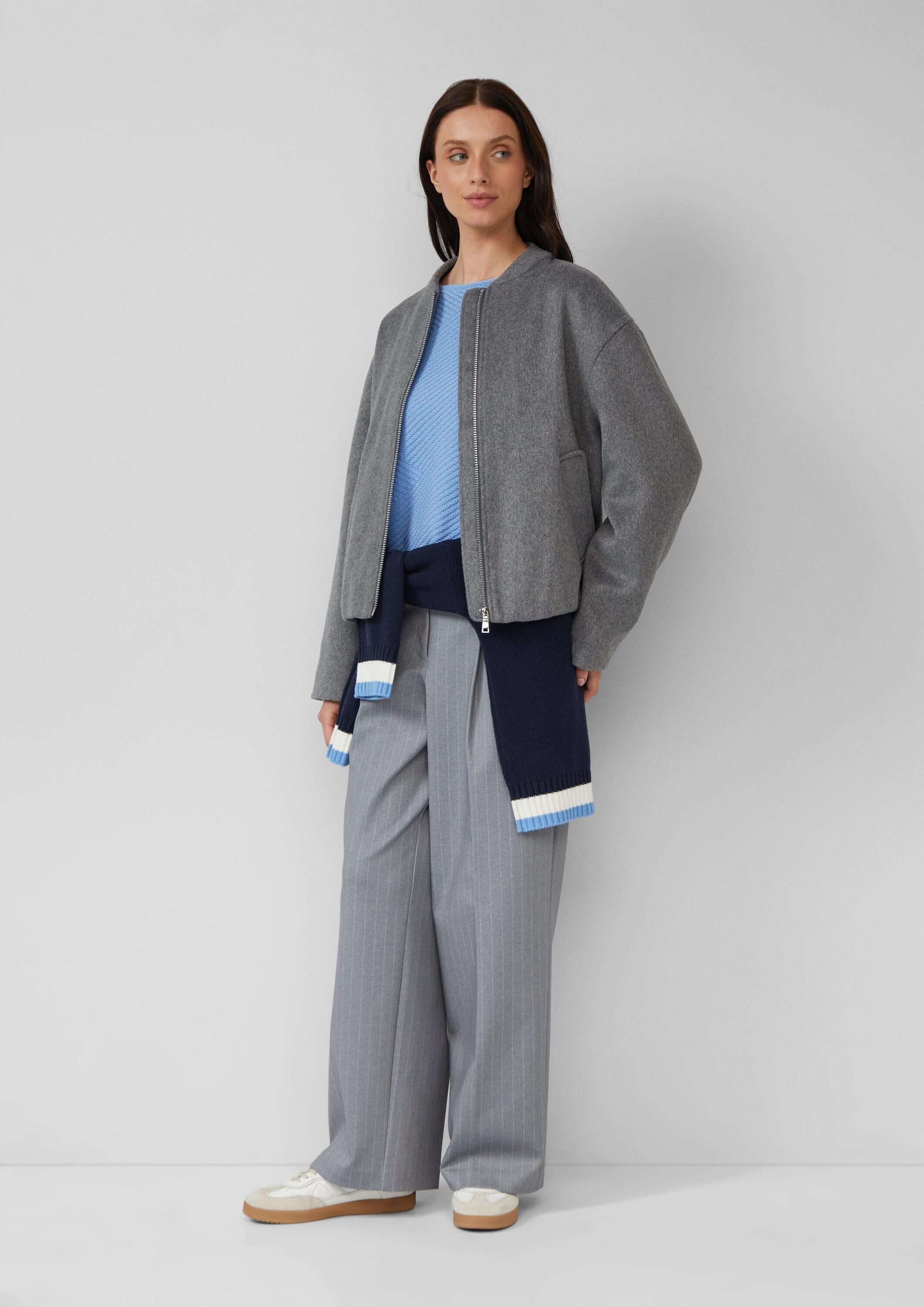 s.Oliver Longpullover Strickpullover Strukturierter Strickpullover in Oversize mit Rippbündchen