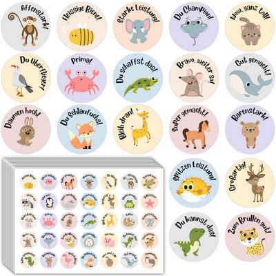 Things of Happiness Sticker Belohnungssticker Kinder, Lobsticker, Motivationssticker, (Tiermotive, Lehrerbedarf, Schulsticker)
