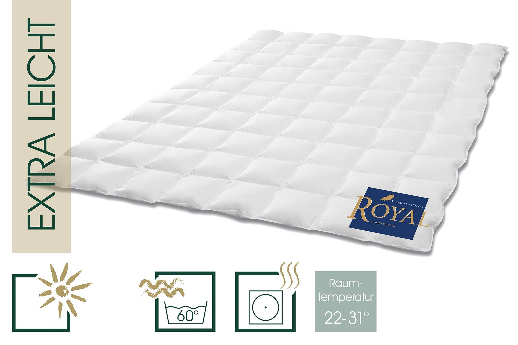 HANSKRUCHEN Daunenbettdecke Hanskruchen Daunendecke Royal Extra Leicht 240 x 200 cm, Bezug: 100% Baumwolle