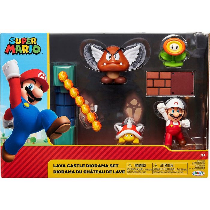 Jakks Pacific Sammelfigur Nintendo Super Mario - Multipack Spielset - Lawa Schloss 6 cm