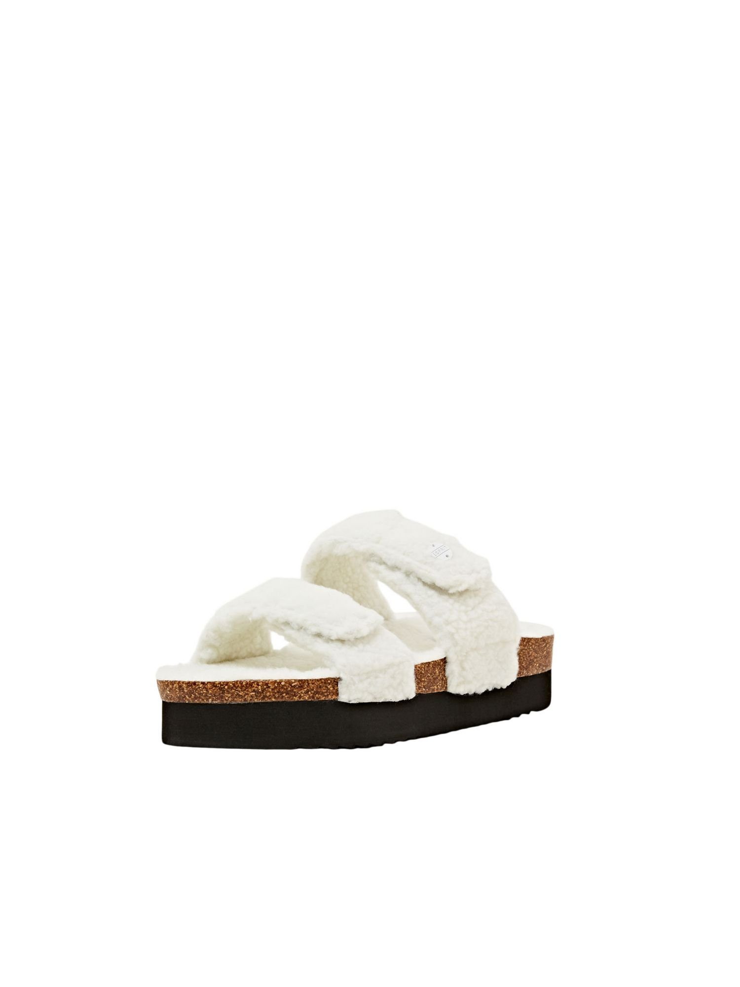 Klettverschluss Esprit OFF mit WHITE Webfellpantoletten Pantolette