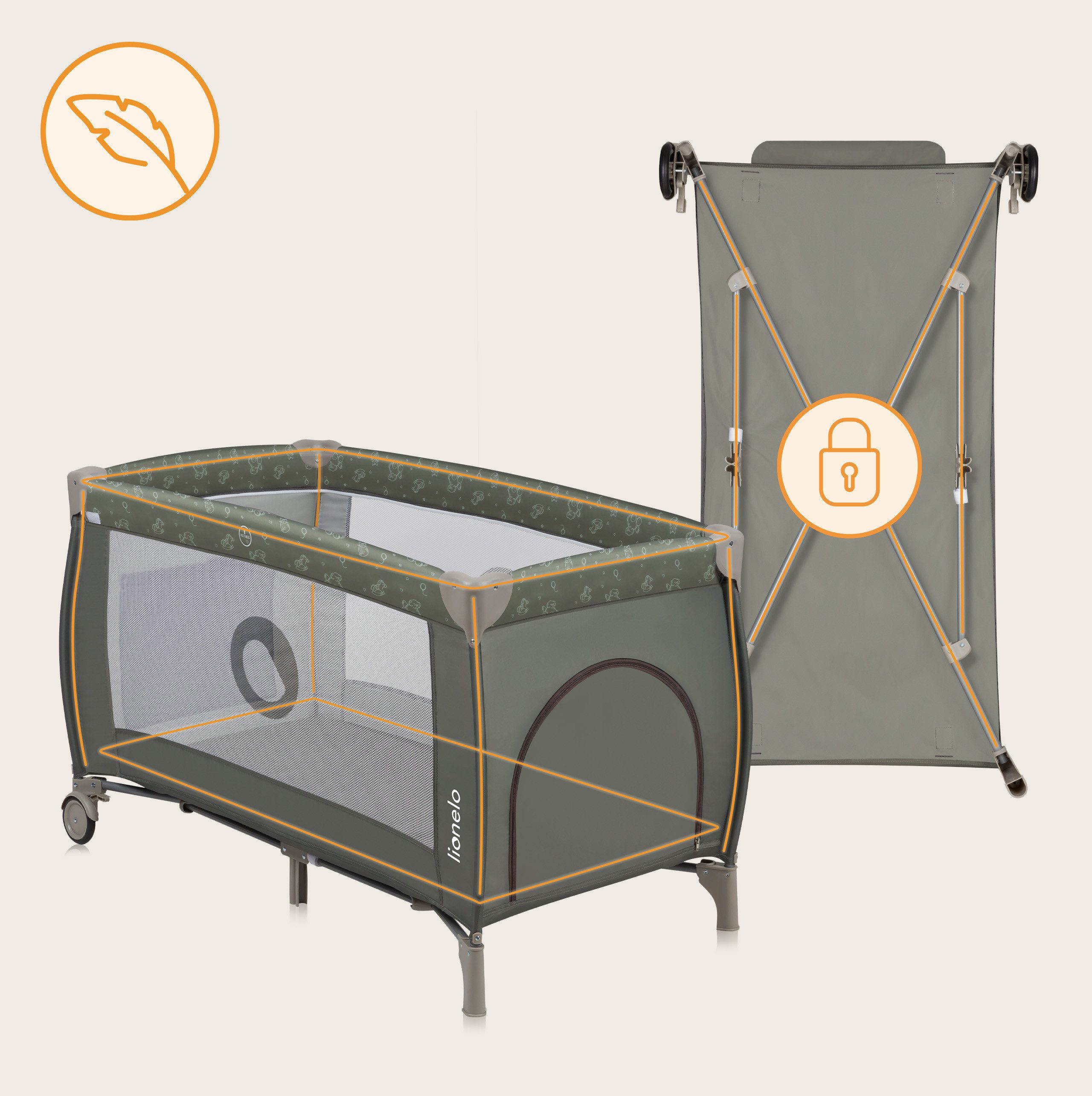 lionelo Baby-Reisebett LO-SVEN PLUS, ab Geburt bis 15kg mit Zubehör günstig online kaufen