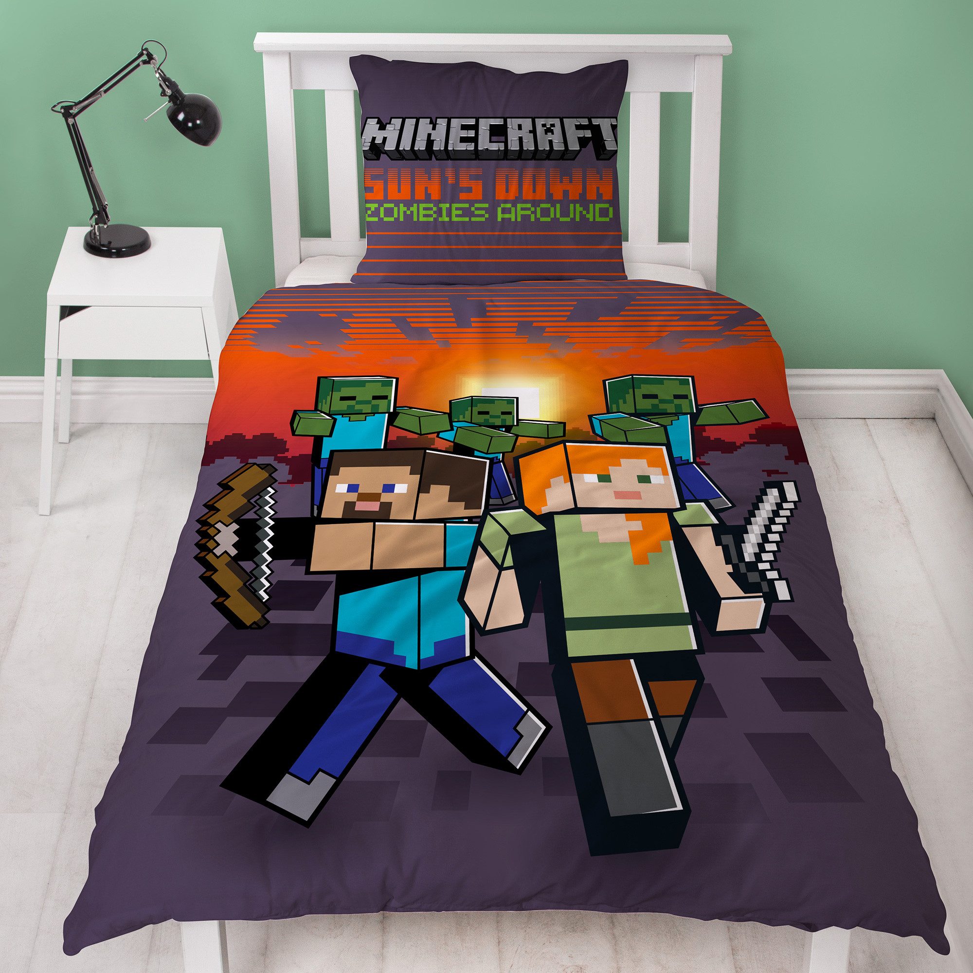 BERONAGE Kinderbettwäsche Minecraft Sundown Bettwäsche Linon günstig online kaufen