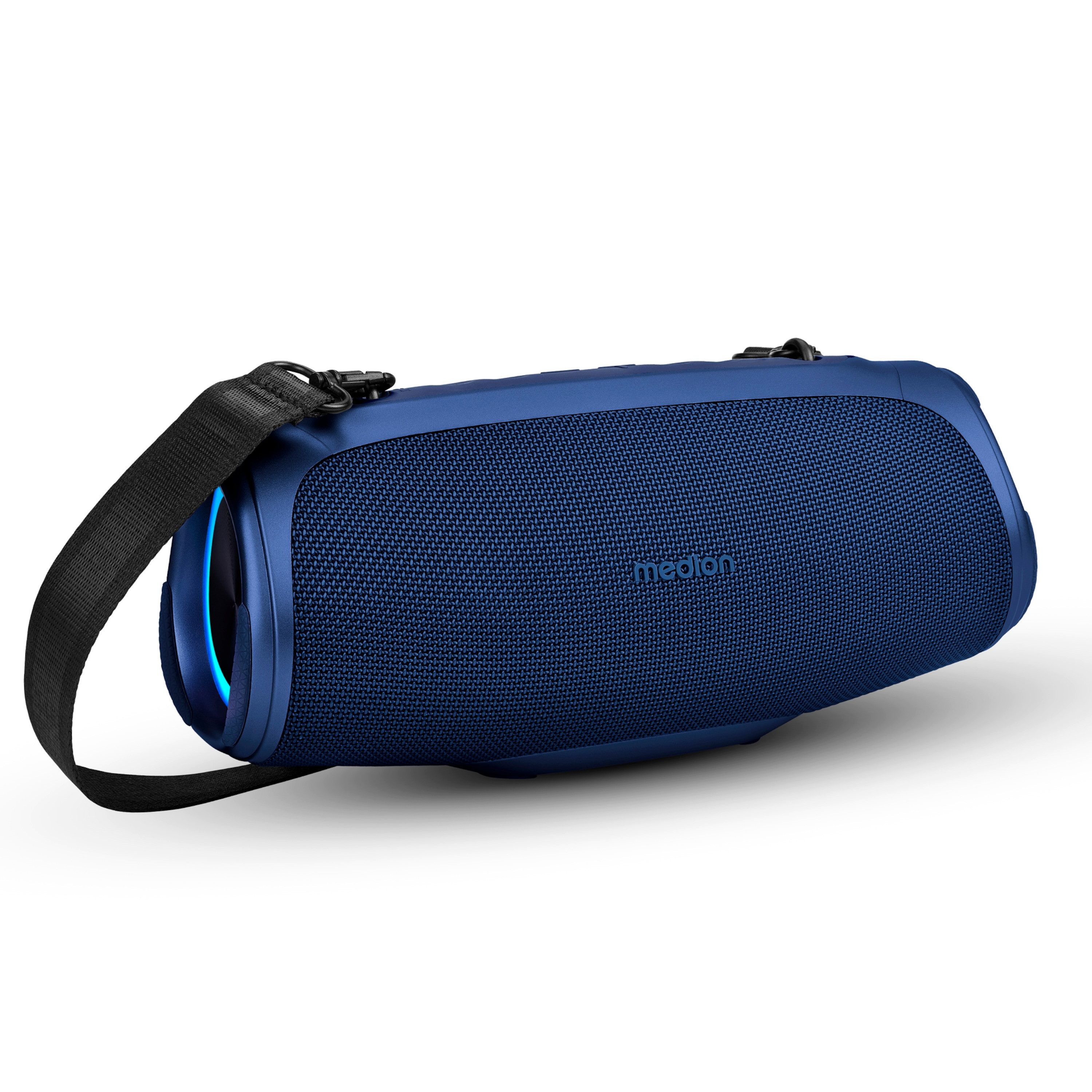 Medion® LIFE® P61746 (MD43746) M Bluetooth-Lautsprecher (30 W, tragbar, Akku, Bass Boost, Musikbox, RGB, IPX7, Powerbank, Blau)
