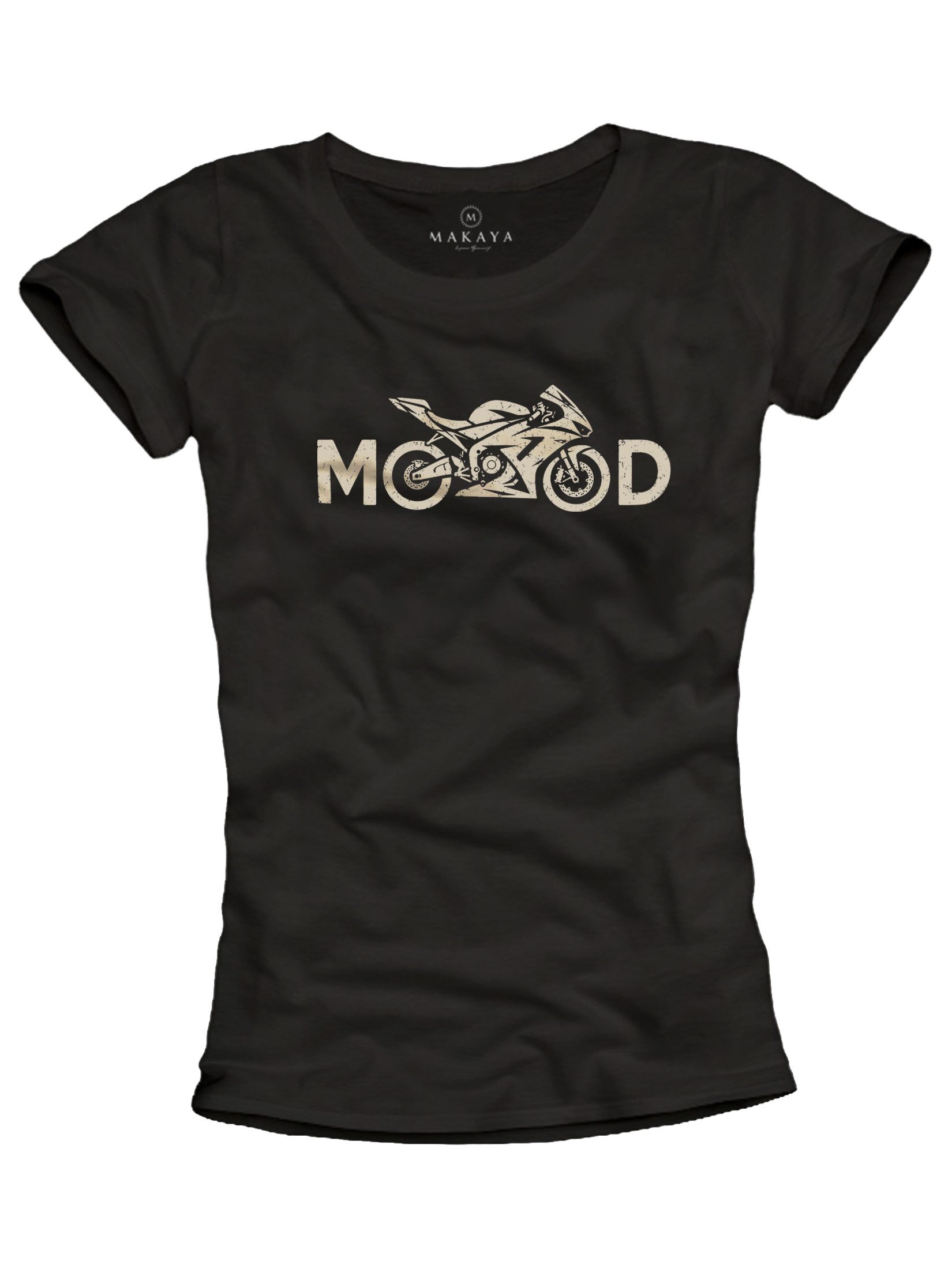 MAKAYA T-Shirt Damen Motorradshirt Racing Shirt Schwarz mit Supersport Motorrad Motiv (schwarz, S, XL, L, M) Baumwolle