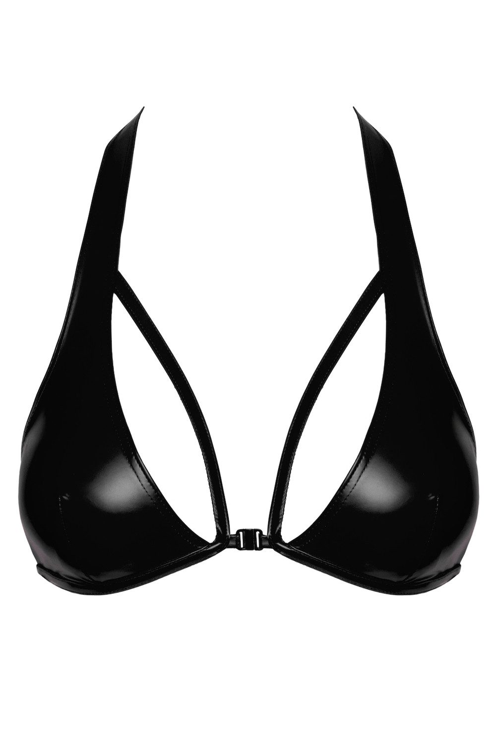Noir Handmade Bralette-BH Damen wetlook Bralette schwarz blickdicht Dessous BH Top mit Verschlus