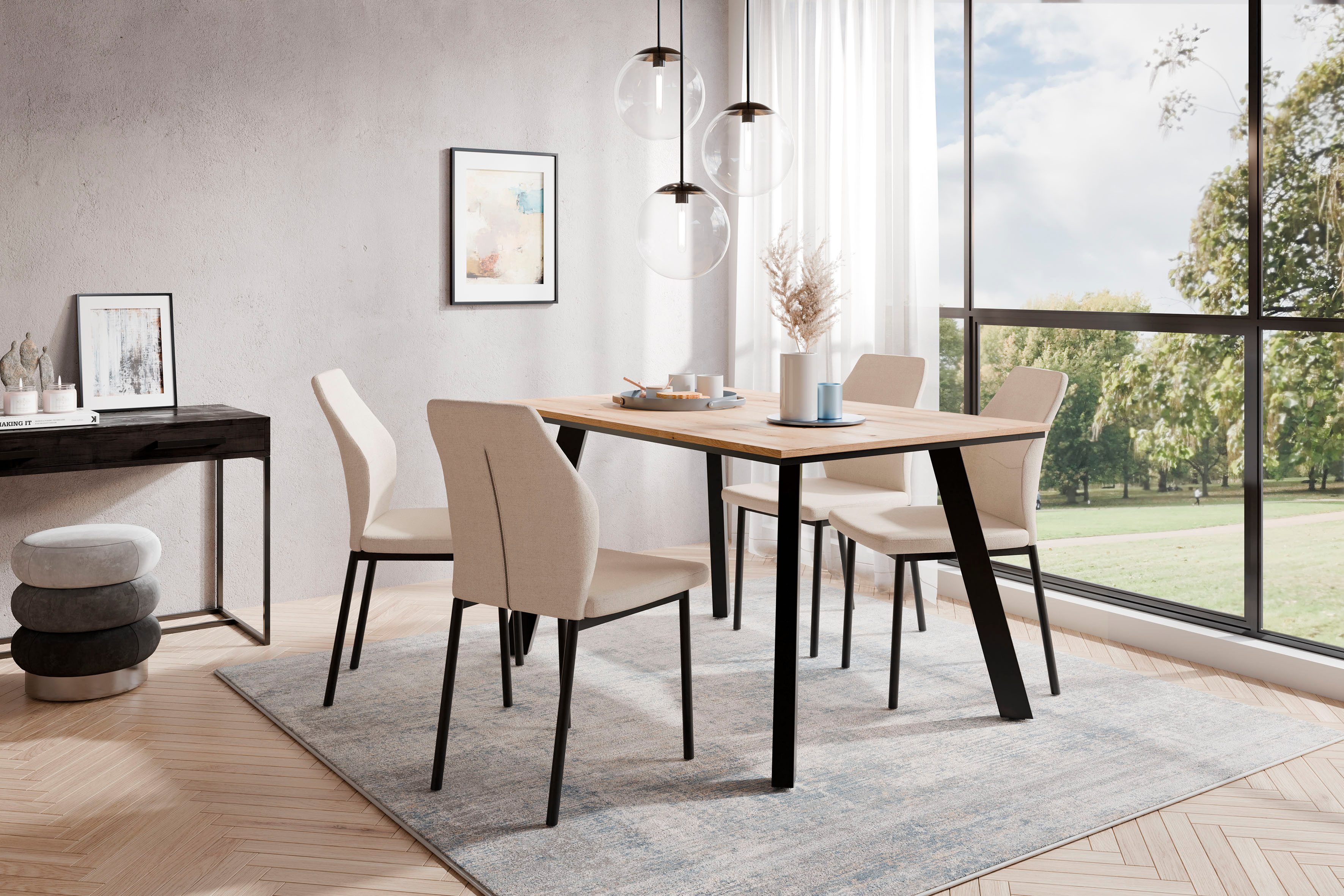 OTTO home Essgruppe "Genf Tischgruppe, Esstisch plus 4 Stühle" Set, Ottos D günstig online kaufen