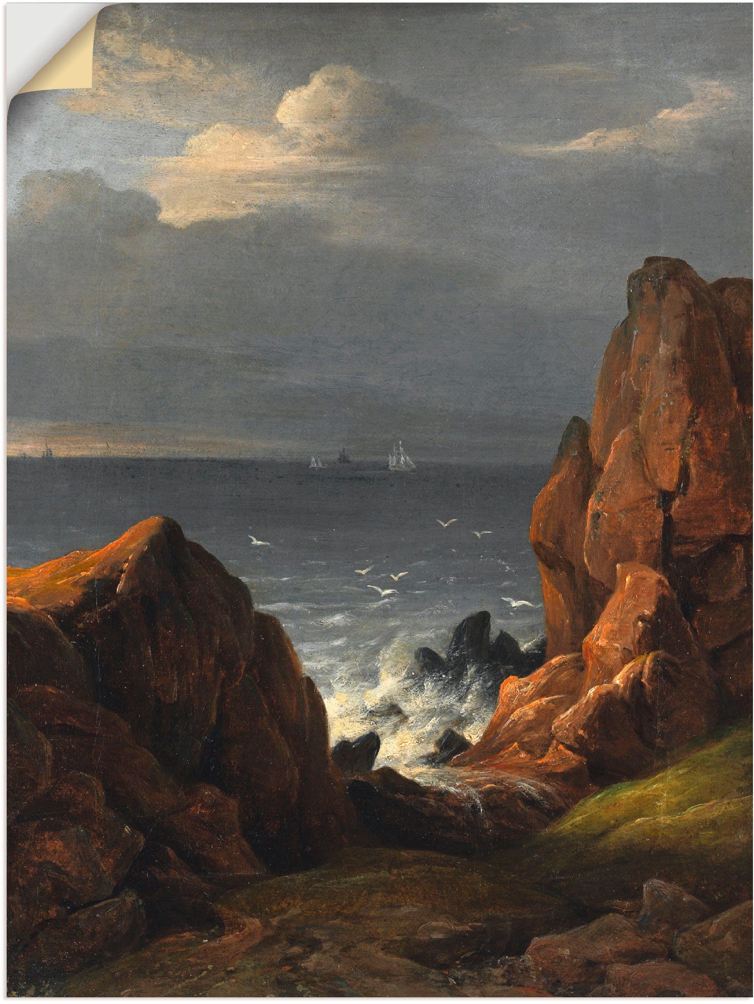 Leinwandbild, als 1828, Artland oder Wandaufkleber versch. Wandbild Poster (1 Kullen. Küste in Küste bei Größen St),