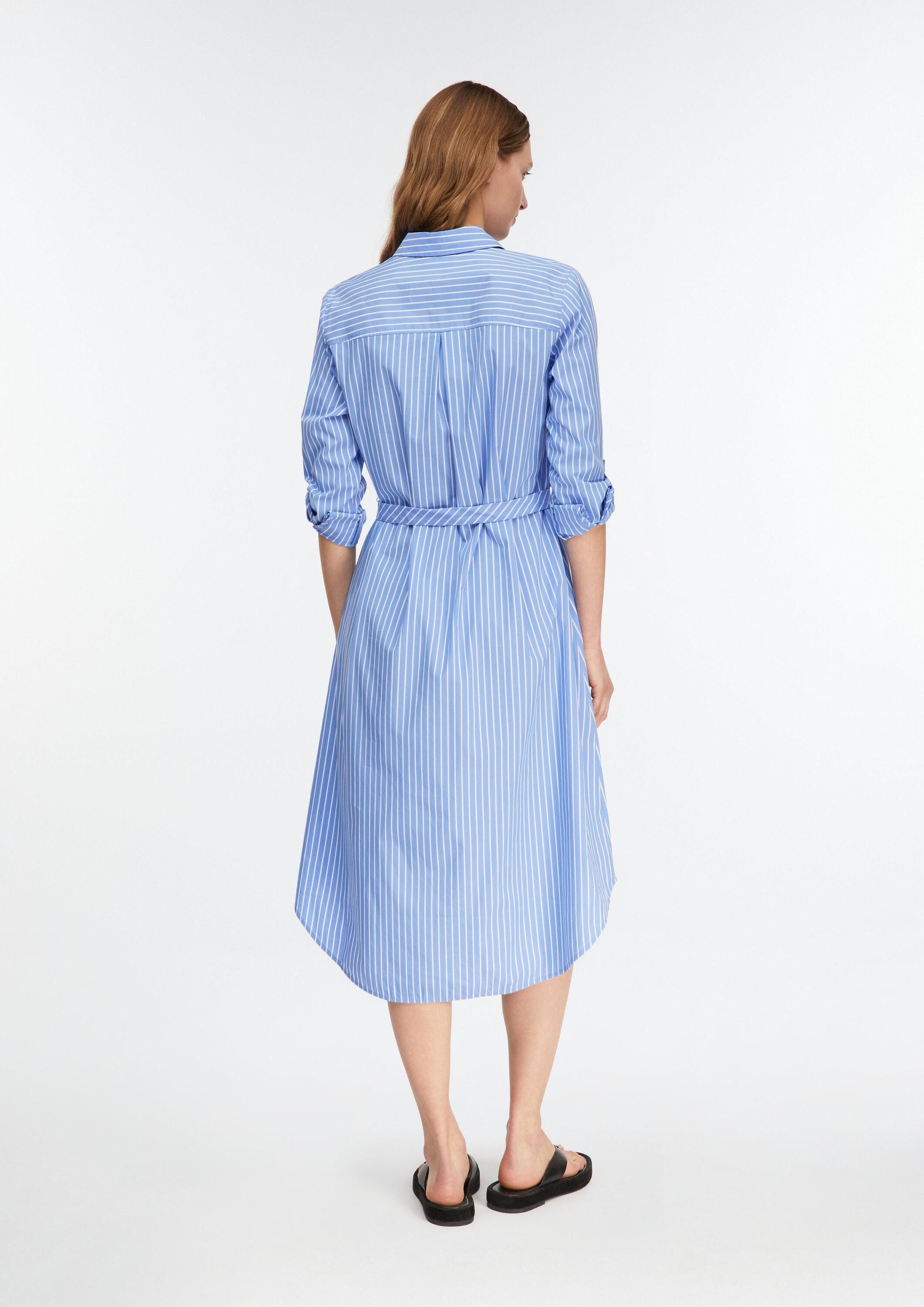 comma Midikleid Kleid Gestreiftes Hemdblusenkleid aus Popeline