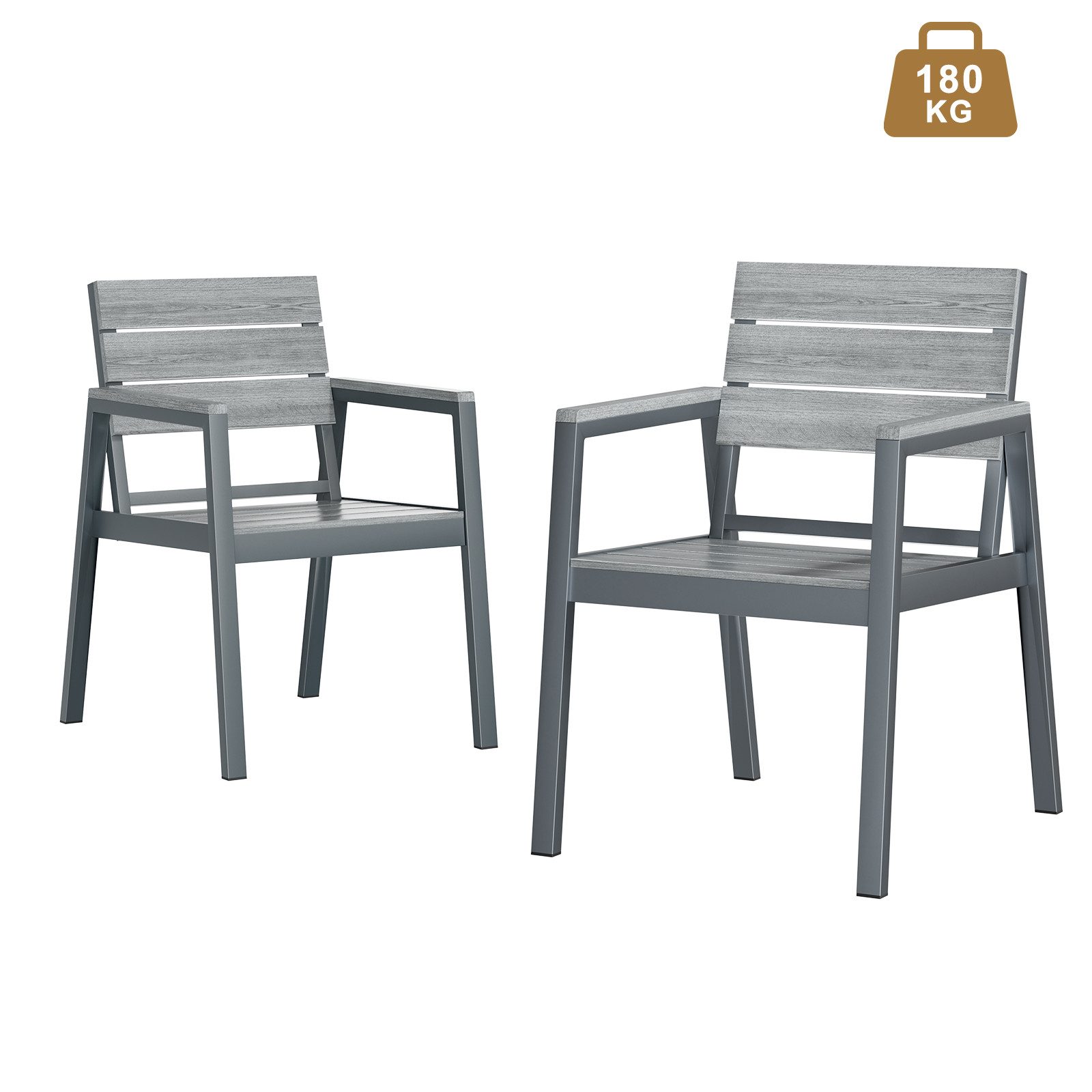 HOMALL Gartenstuhl stapelbar Aluminium Gartensessel Wetterfest, max Belastung 180kg (Set, 2 St), Korrosionsbeständigkeit, verstärkter Alu-Outdoorstuhl