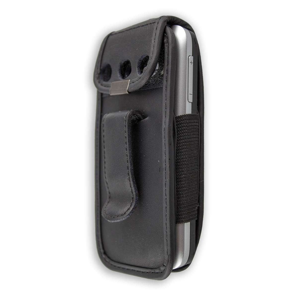 Handytasche Ledertasche für Alcatel 2008G, mit Gürtelclip schwarz, Echtleder