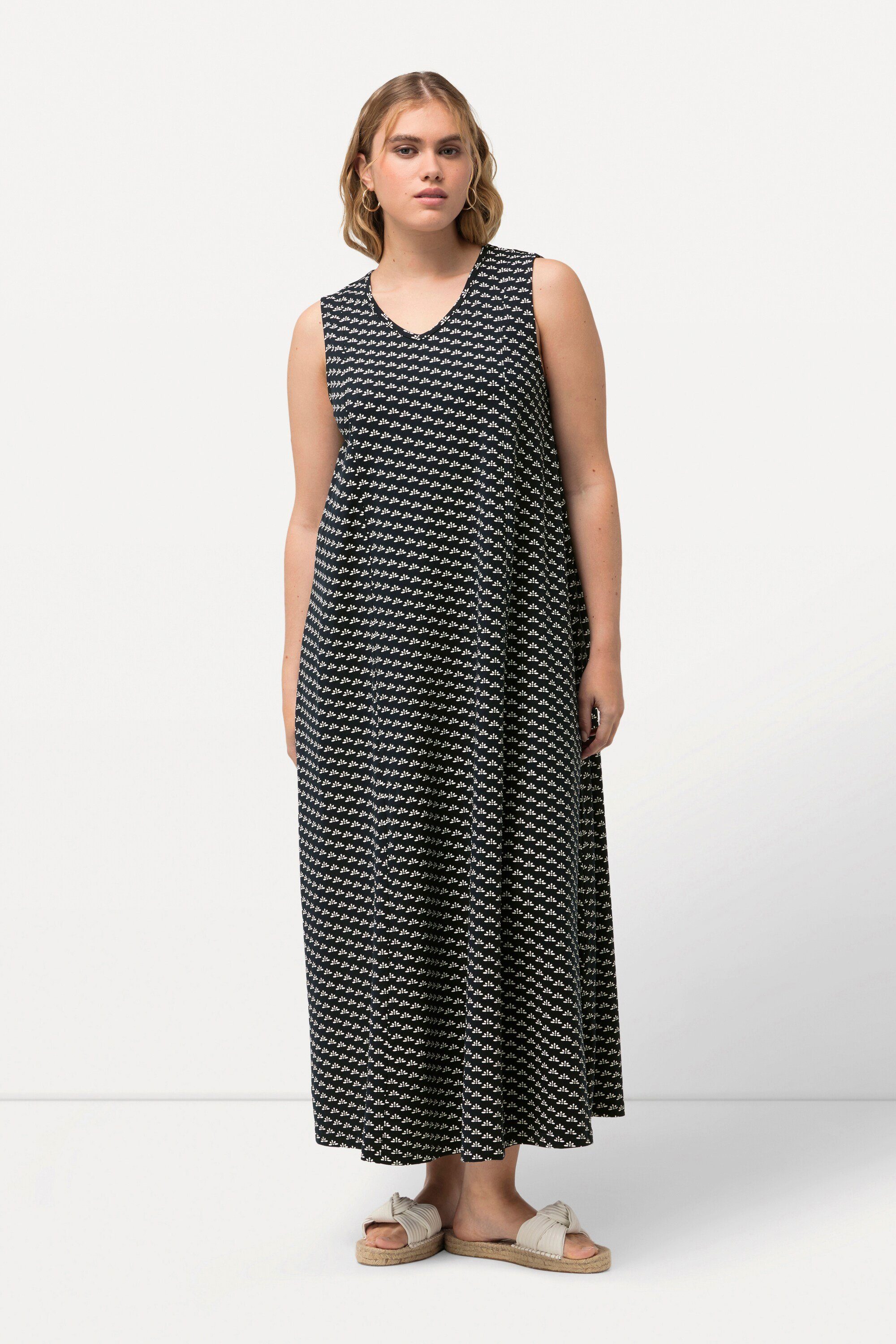 Ulla Popken Jerseykleid Jersey-Maxikleid A-Linie V-Ausschnitt günstig online kaufen