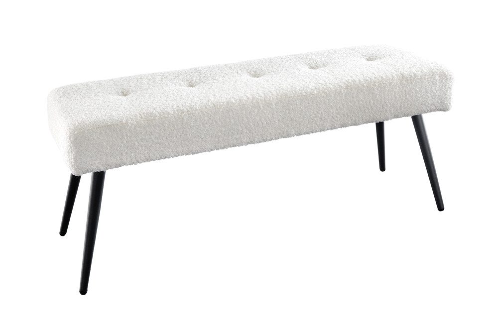 riess-ambiente Sitzbank BOUTIQUE 100cm weiß/schwarz – Bouclé-Stoff, Metallbeine (Einzelartikel, 1-St), weicher Teddystoff mit modernem Look – ideal für Flur oder Wohnbereich