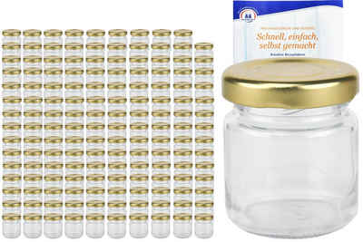 MamboCat Einmachglas 150er Set Sturzglas 53 ml To 43 goldener Deckel incl. Rezeptheft, Glas
