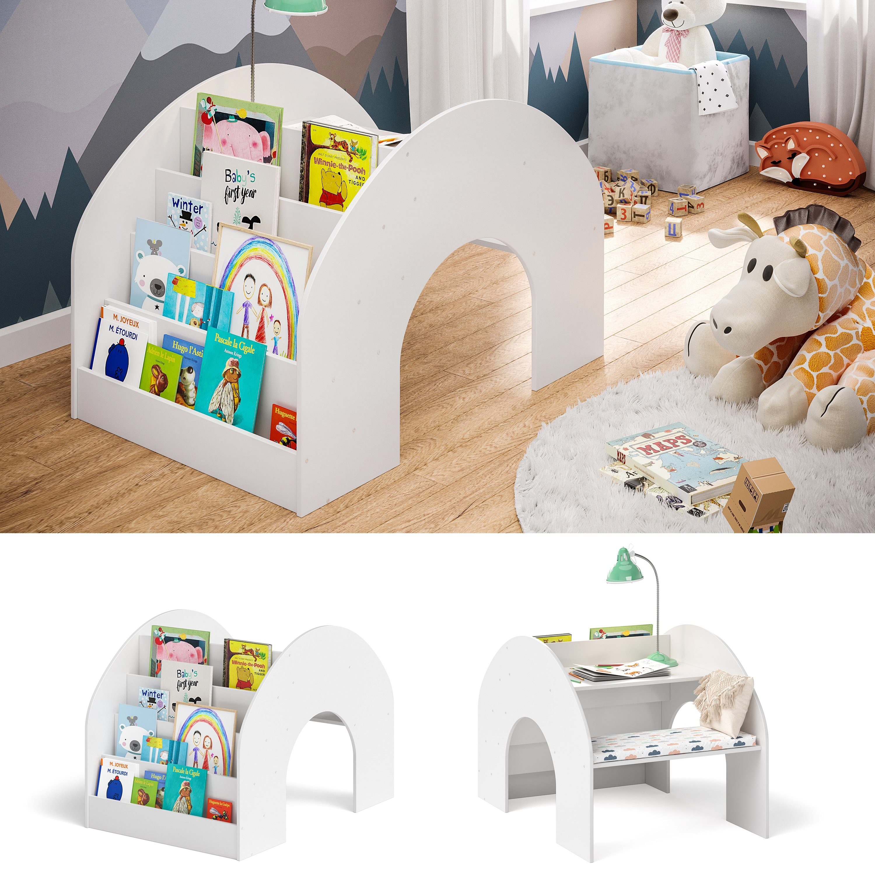 Bellabino Kindersitzgruppe Vily, 2-in-1 Kinderbücherregal und günstig online kaufen