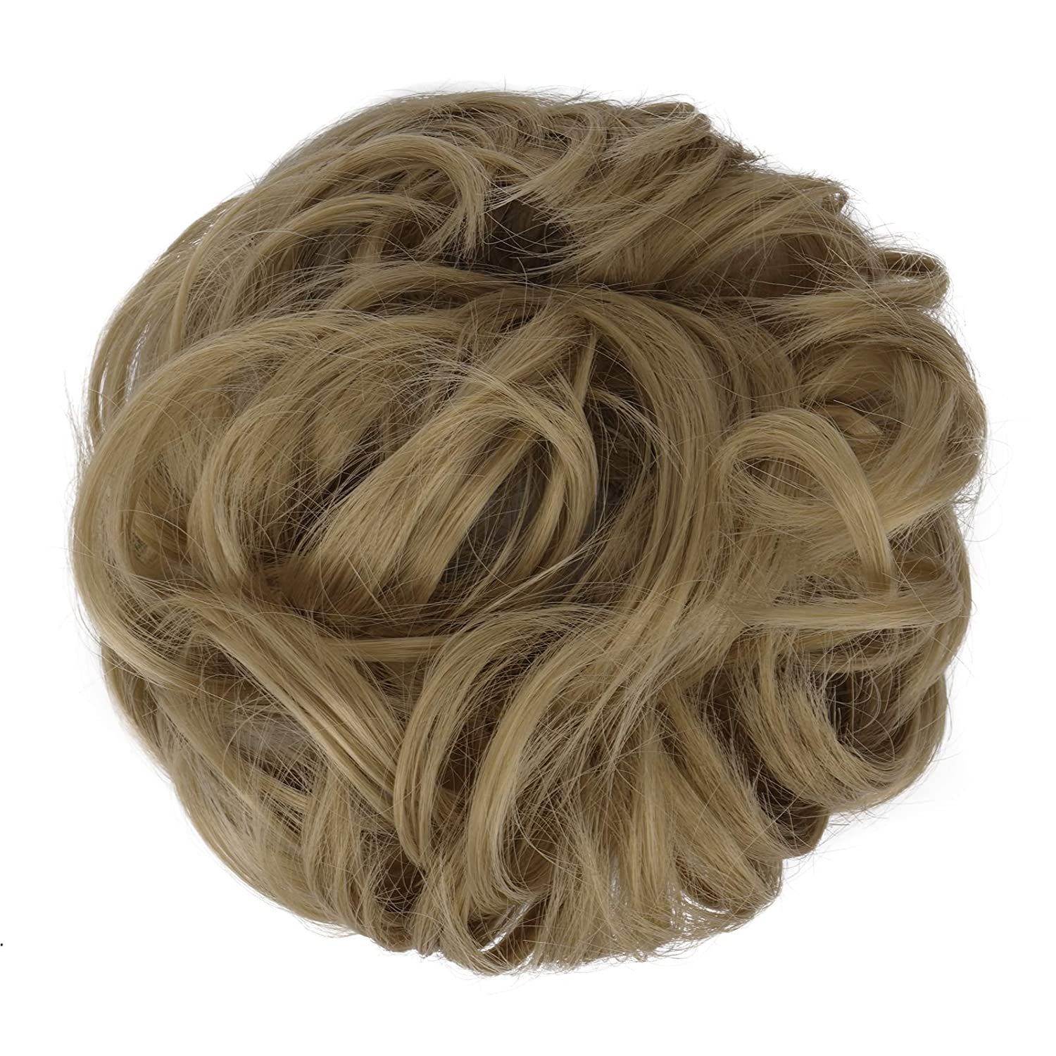 Püke Kunsthaar-Extension Haarverlängerung Dutt Haarknoten Pferdeschwanz für Frauen Hellblond Gewellt