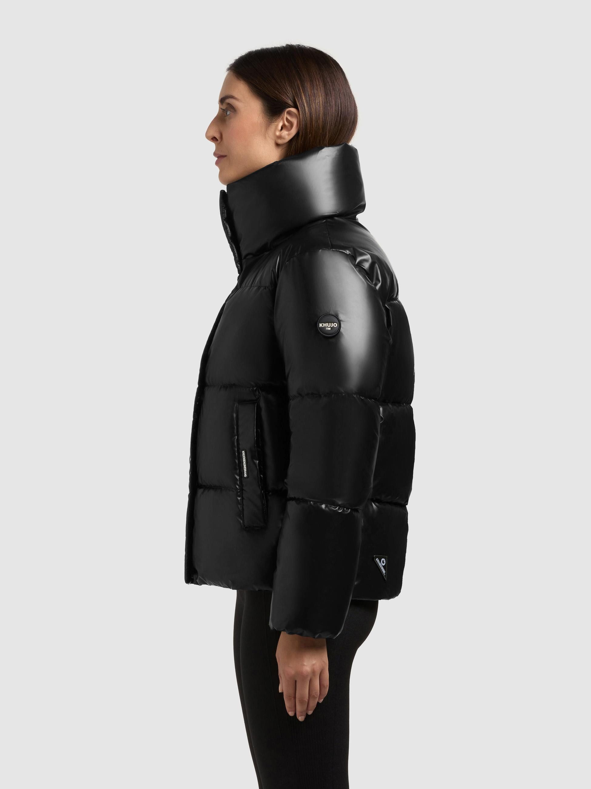 khujo Winterjacke Rinja2 Shiny Schimmernde Winter Steppjacke mit doppeltem Kragen