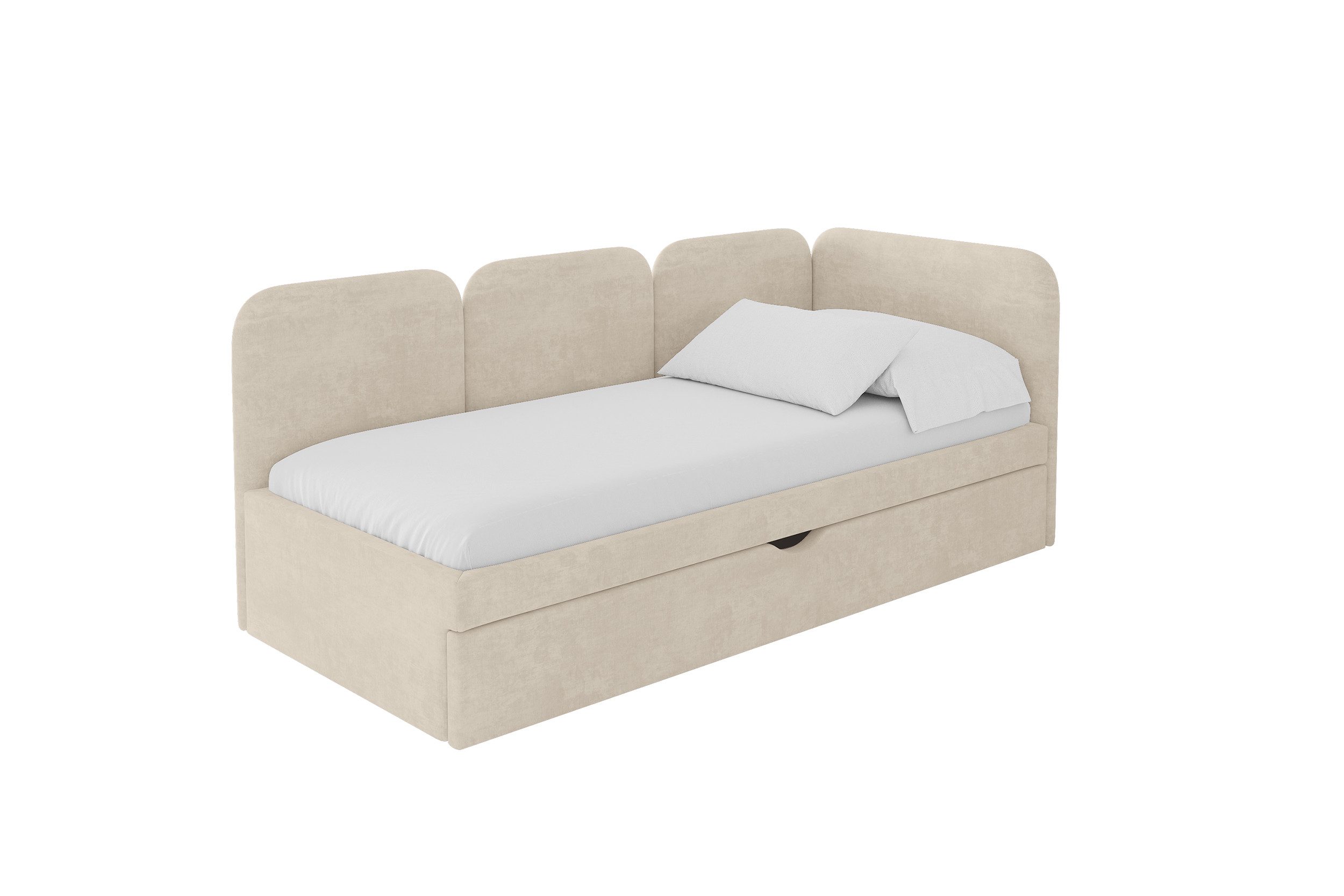 ALTDECOR Jugendbett ALVY (Jugendbett mit Bettkasten und Lattenrost, Polsterbett ohne Matratze), Einzelbett mit Stauraum, Bett mit Kopfteil