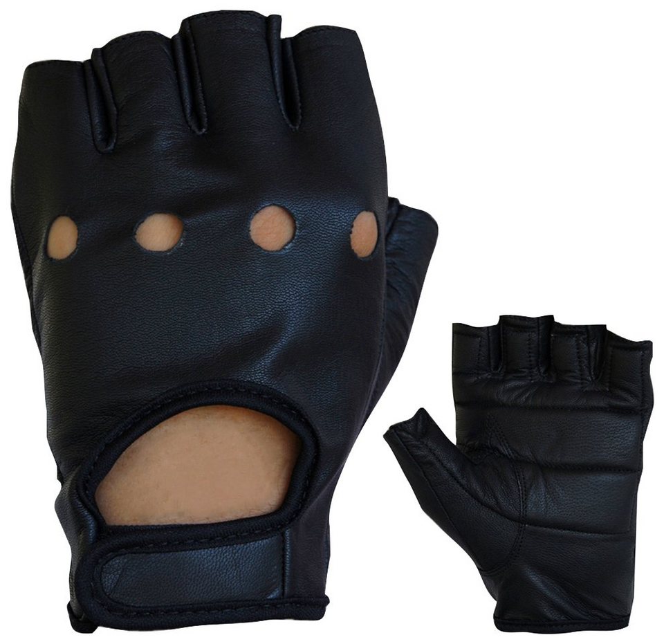 PROANTI Motorradhandschuhe fingerlose Chopper-Handschuhe aus Leder,  Optimale Passform, weiches Leder und angenehmer Griff