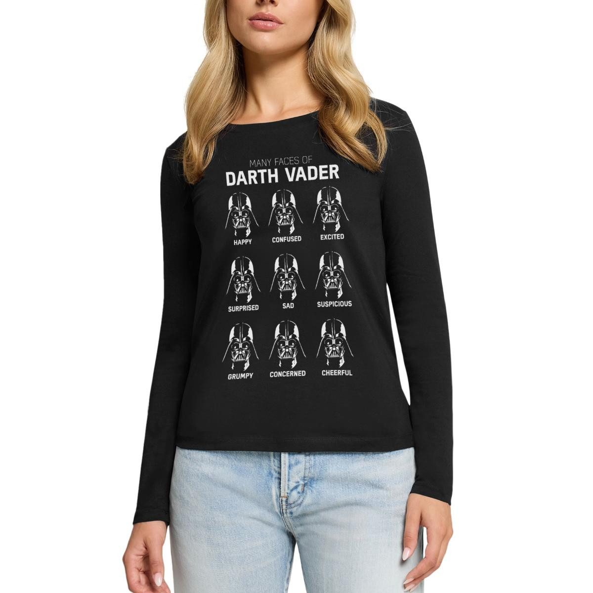 T-Shirt Star Wars Darth Vader Mimik Premium Langarmshirt Damen