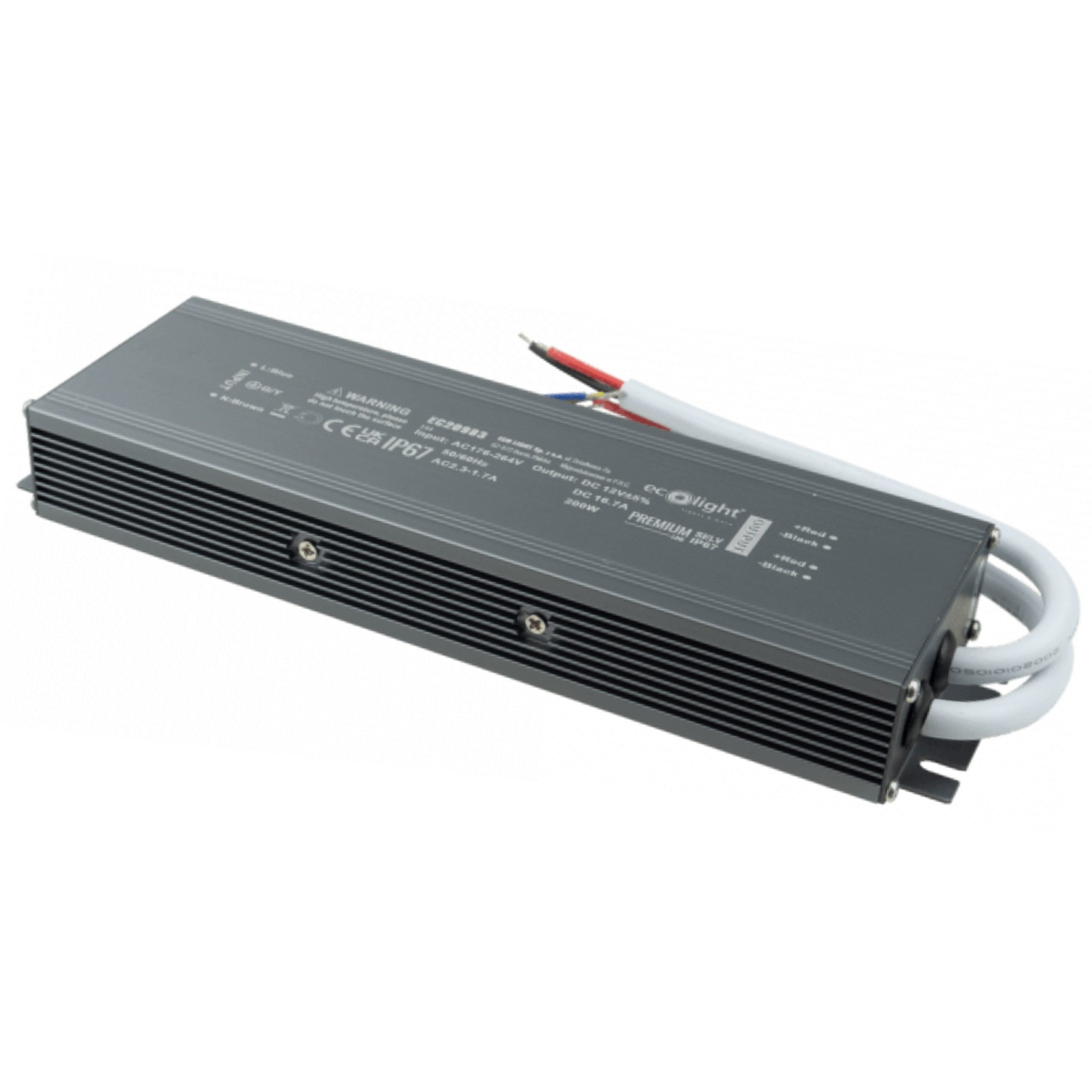 Sarcia.eu Hermetische LED Stromversorgung 200W 12V 16.7A wasserdicht 248x72x33mm LED Trafo
