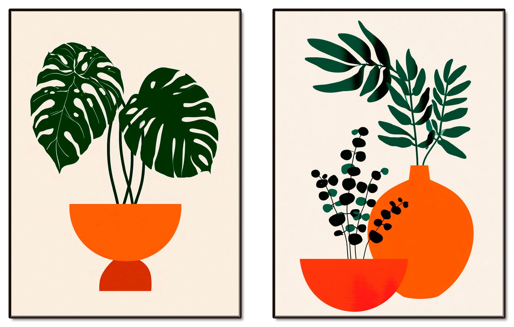 OTTO home Wandbild Topfpflanze & Vase, Pflanzenbilder (2 St), als Poster oder Leinwandbilder Set