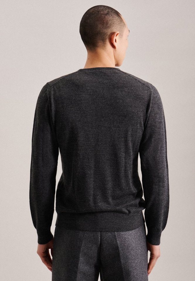 seidensticker V-Ausschnitt-Pullover Schwarze Rose Langarm V-Neck Uni,  Material: 100% Wolle