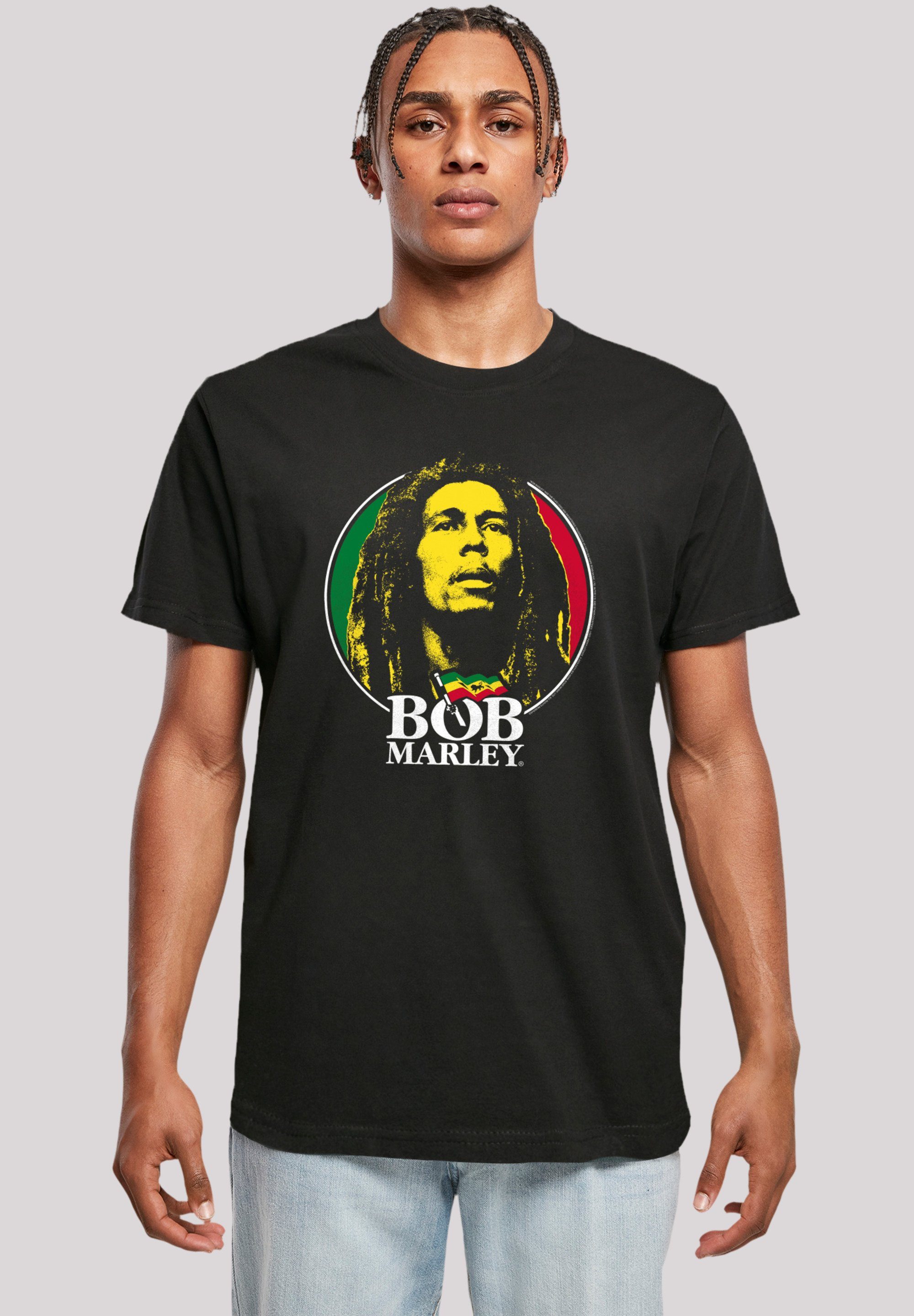 F4NT4STIC T-Shirt Bob Marley Logo Badge Reggae Music Premium Qualität, Musik, By Rock Off
