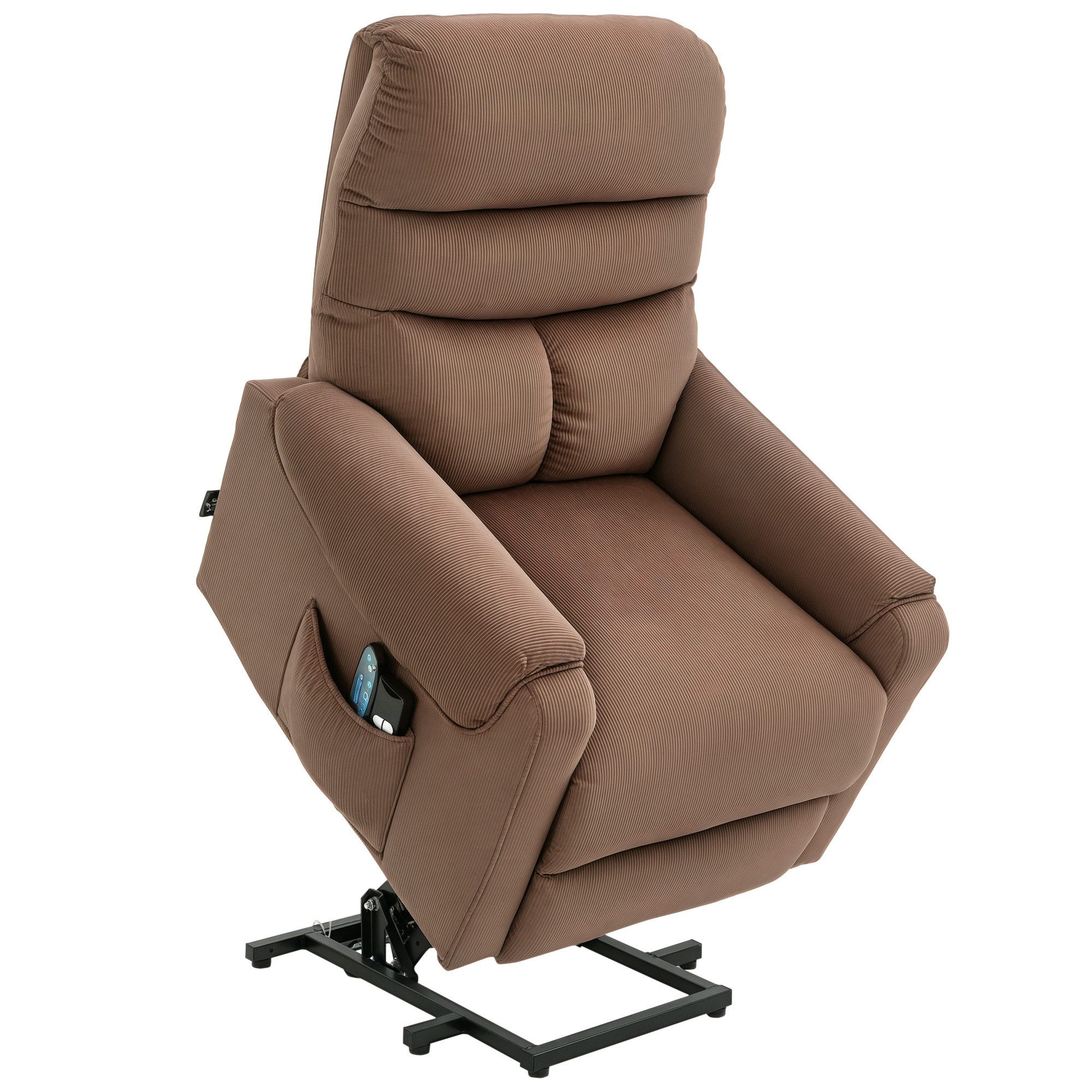 HOMCOM Massagesessel Aufstehsessel (Set, 1-St., Massagesessel), Massagesessel mit Liegefunktion, Braun