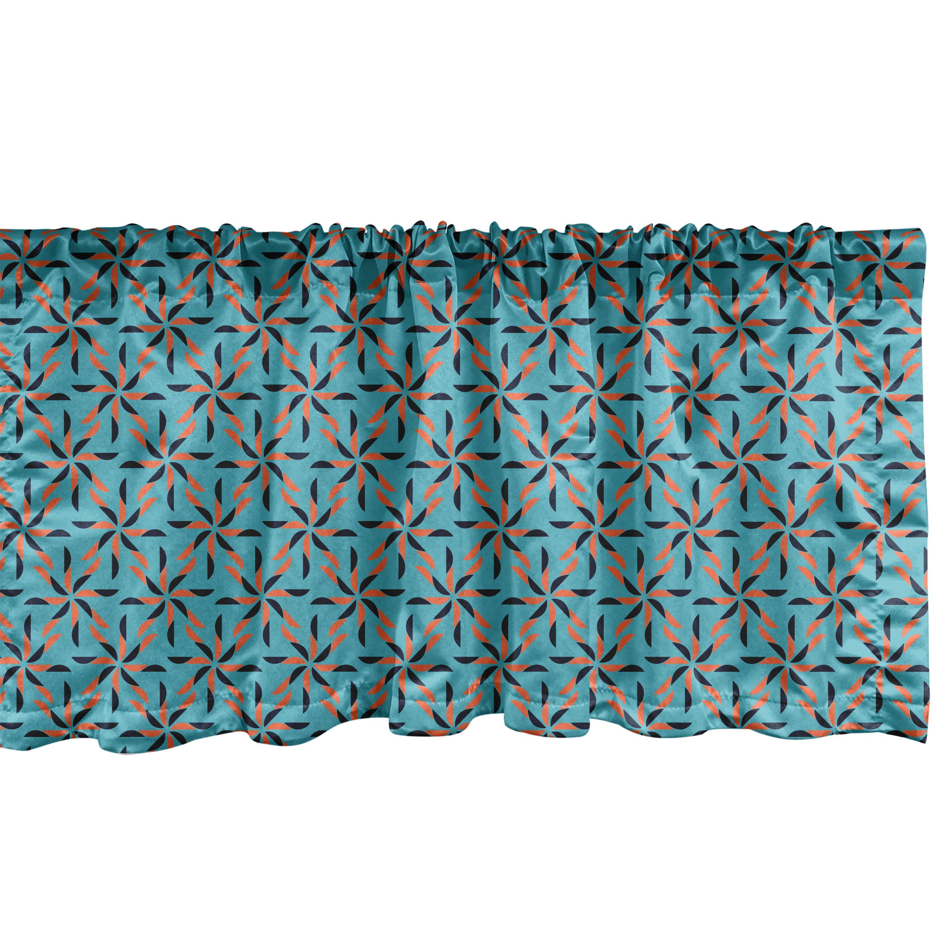 Scheibengardine Vorhang Volant für Küche Schlafzimmer Dekor mit Stangentasche, Abakuhaus, Microfaser, Geometrisch Blumen-Patterned
