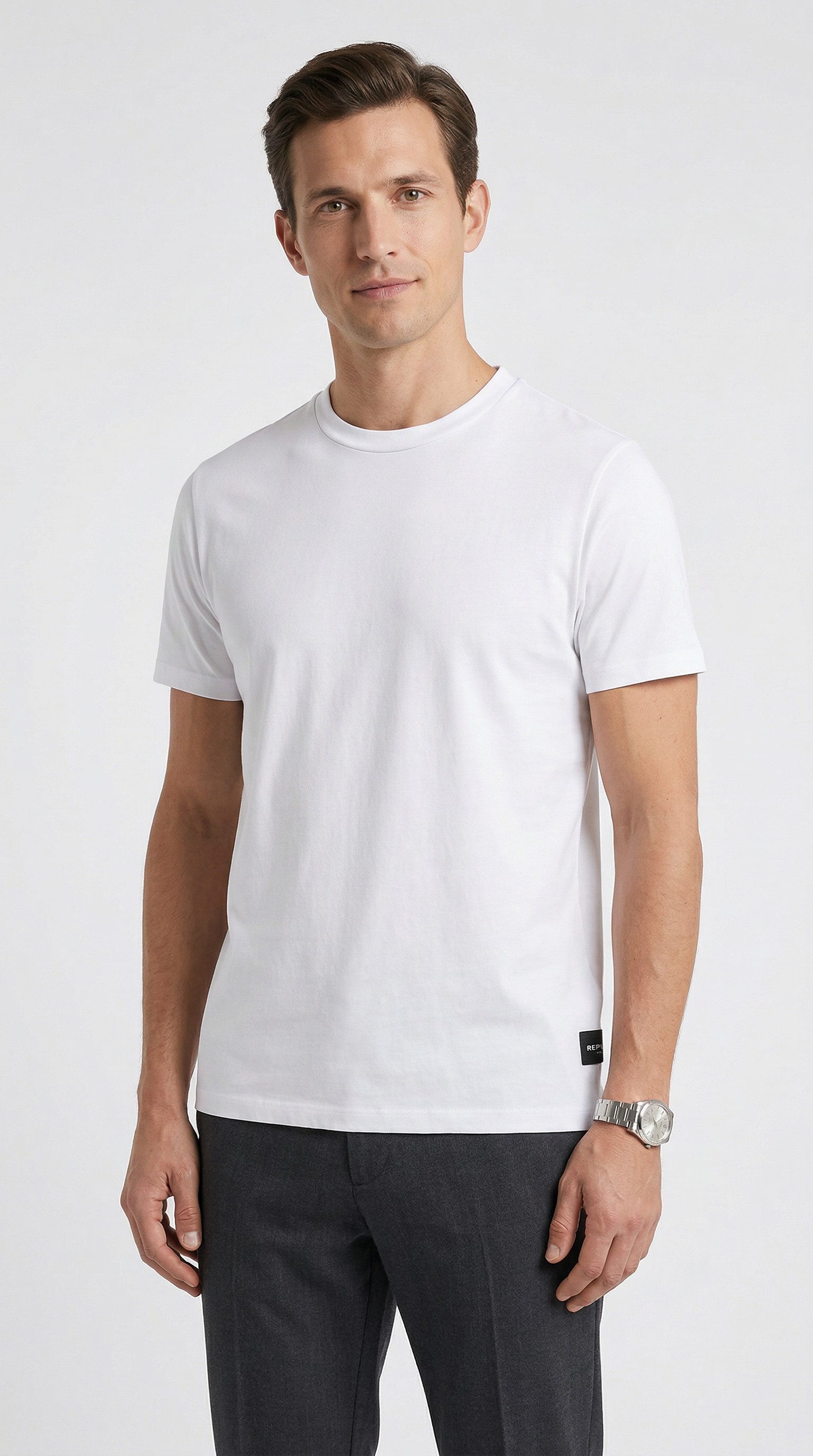 Replay T-Shirt Baumwoll-Mix, Rundhalsform