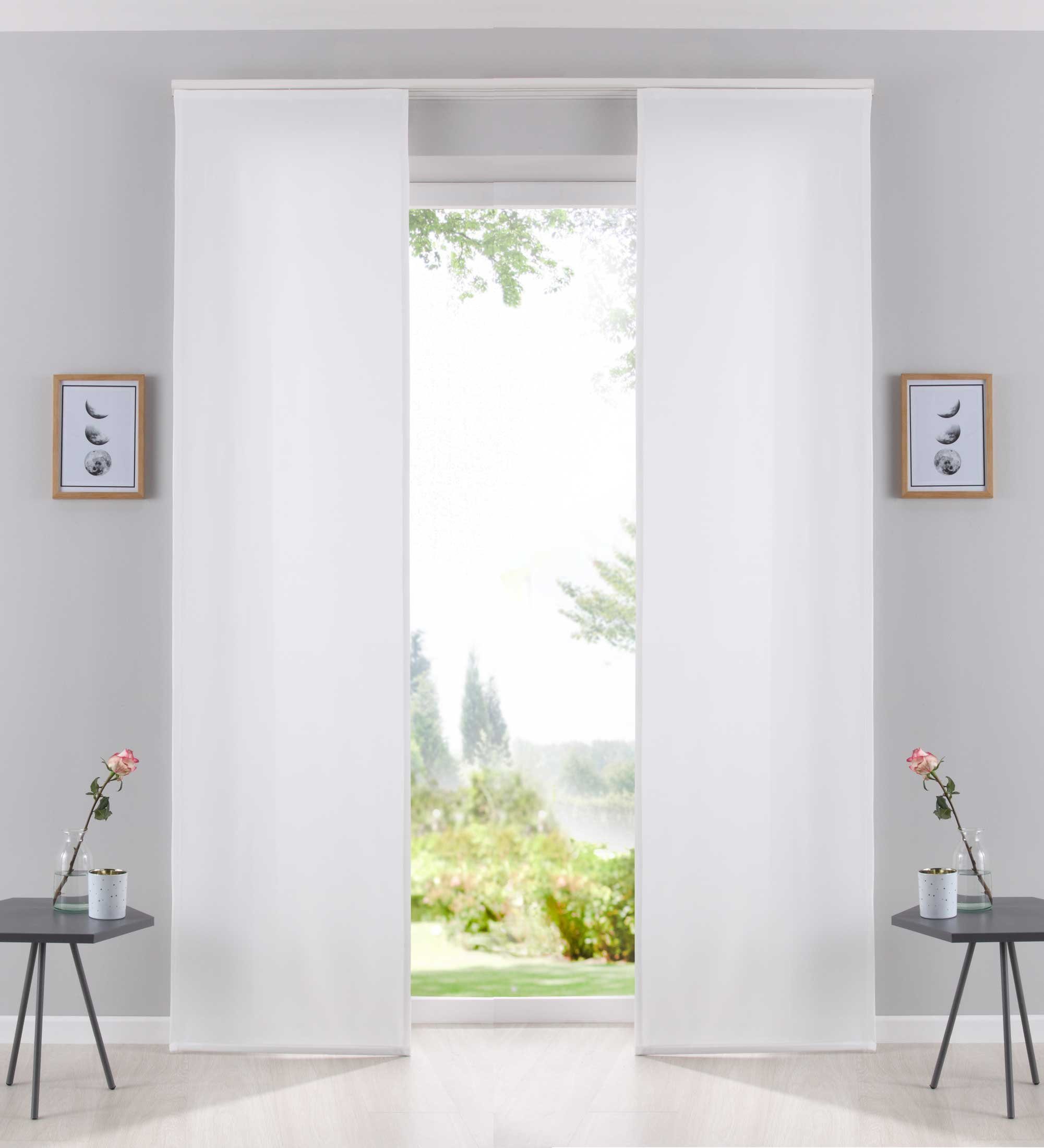 Gardinenbox Schiebegardine (2 St), Paneelwagen, blickdicht, Leinen Optik, Cationic blickdicht Leinen Optik Palermo 204411-2