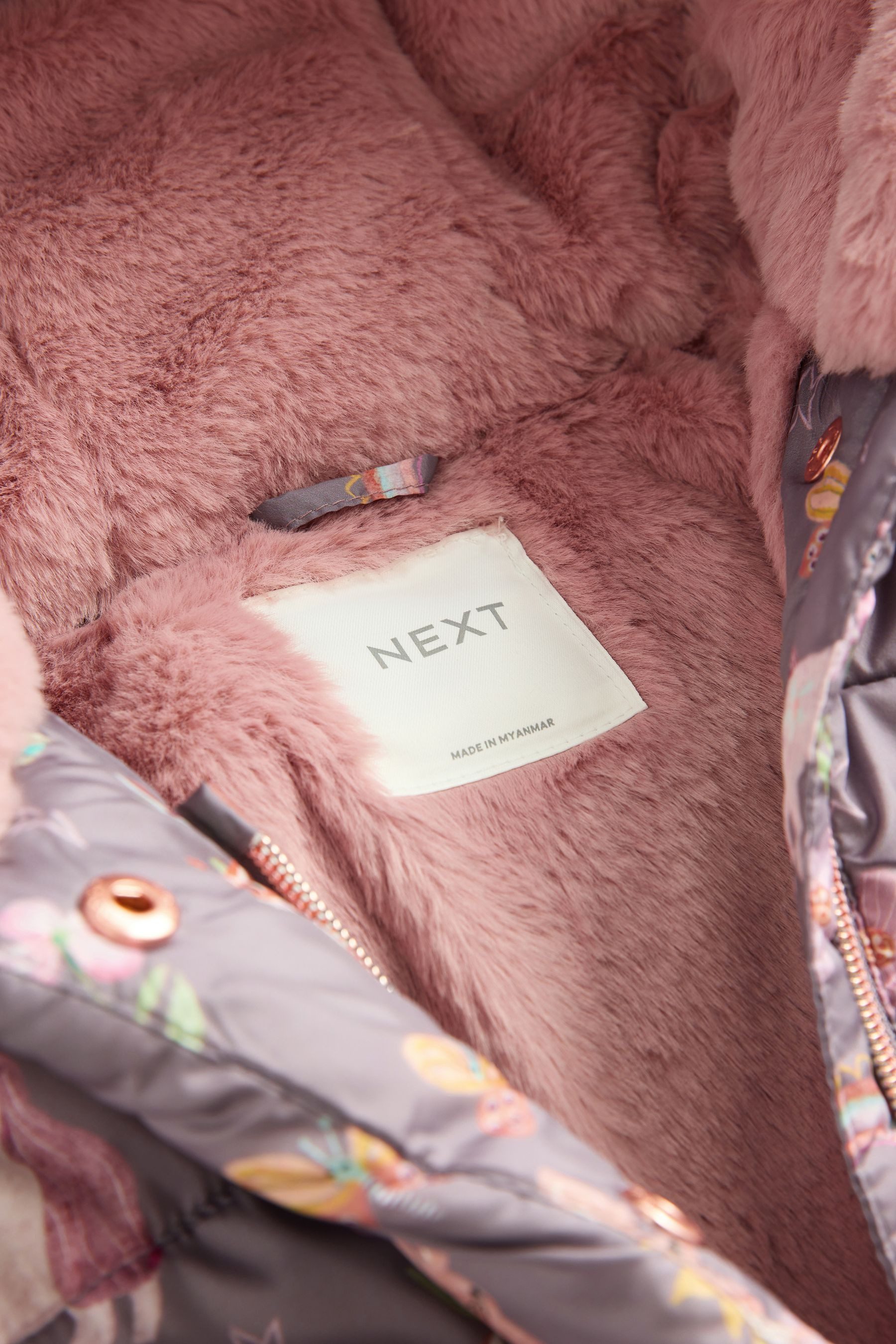 Next Fellimitatmantel Wasserabweisende Steppjacke, Besatz aus Kunstfell (1-tlg)