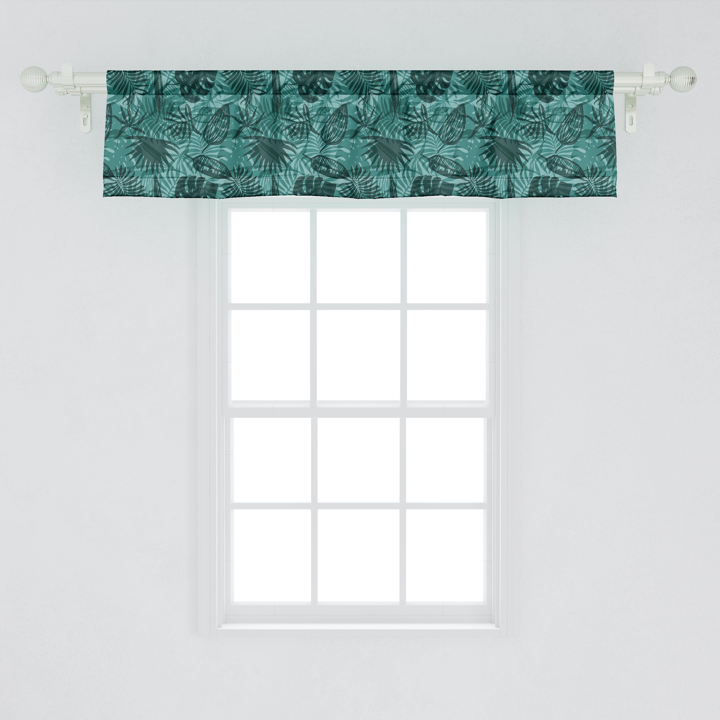 Scheibengardine Vorhang Volant für Küche mit Abakuhaus, Plants Schlafzimmer Stangentasche, Dschungel Dekor hawaiisch Microfaser, Monotone