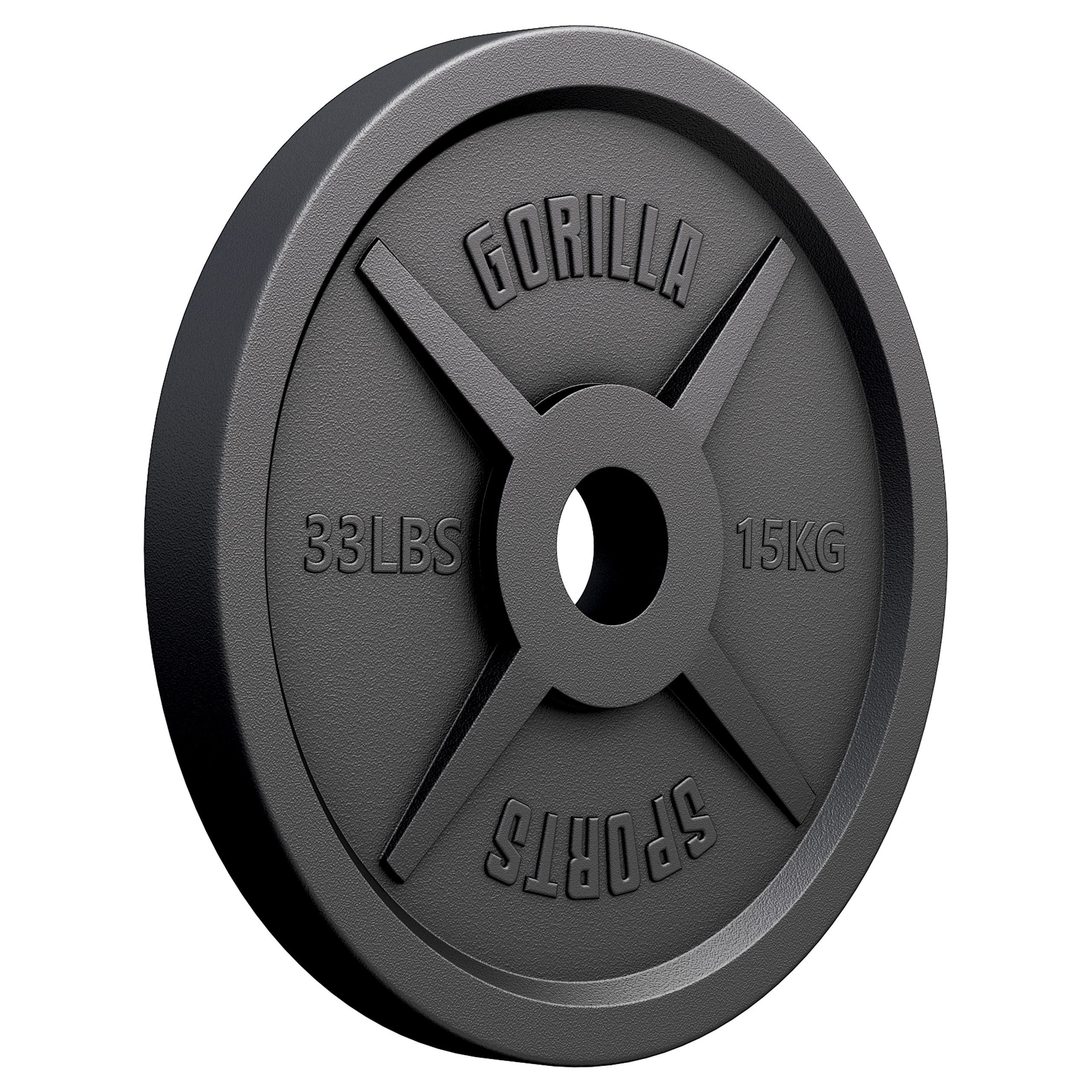 GORILLA SPORTS Hantelscheibe Hantelscheibe Olympia Gusseisen 50/51 mm, 15 kg