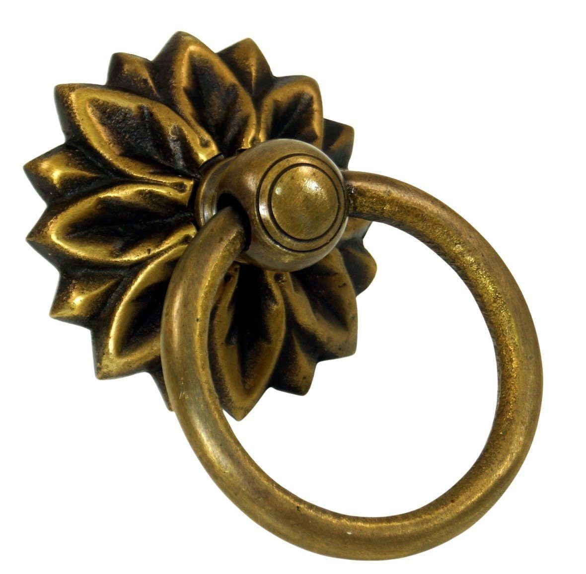 Guru-Shop Möbelknopf Türgriff, Beschlag Ornament mit Ring, Messing