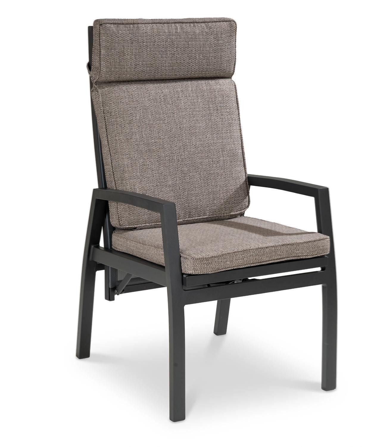 L.C. Wholesaler GmbH Gartenstuhl AVENA, Anthrazit, Grau, Aluminium, mit Kissen, (1 St), Textilen, verstellbare Rückenlehne, B 58 x H 107 x T 70 cm