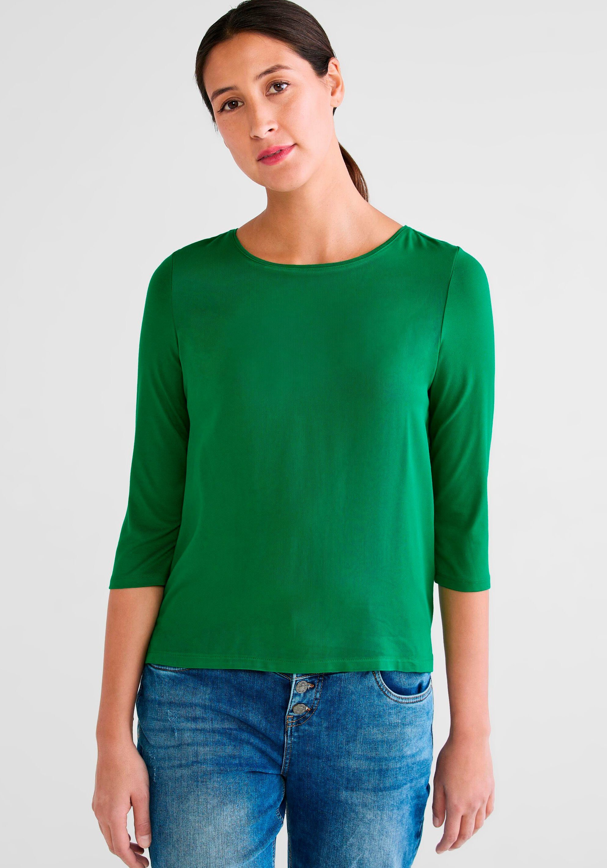 Elegant und exquisit STREET ONE 3/4-Arm-Shirt STYLE EVI Rundhalsausschnitt green brisk mit