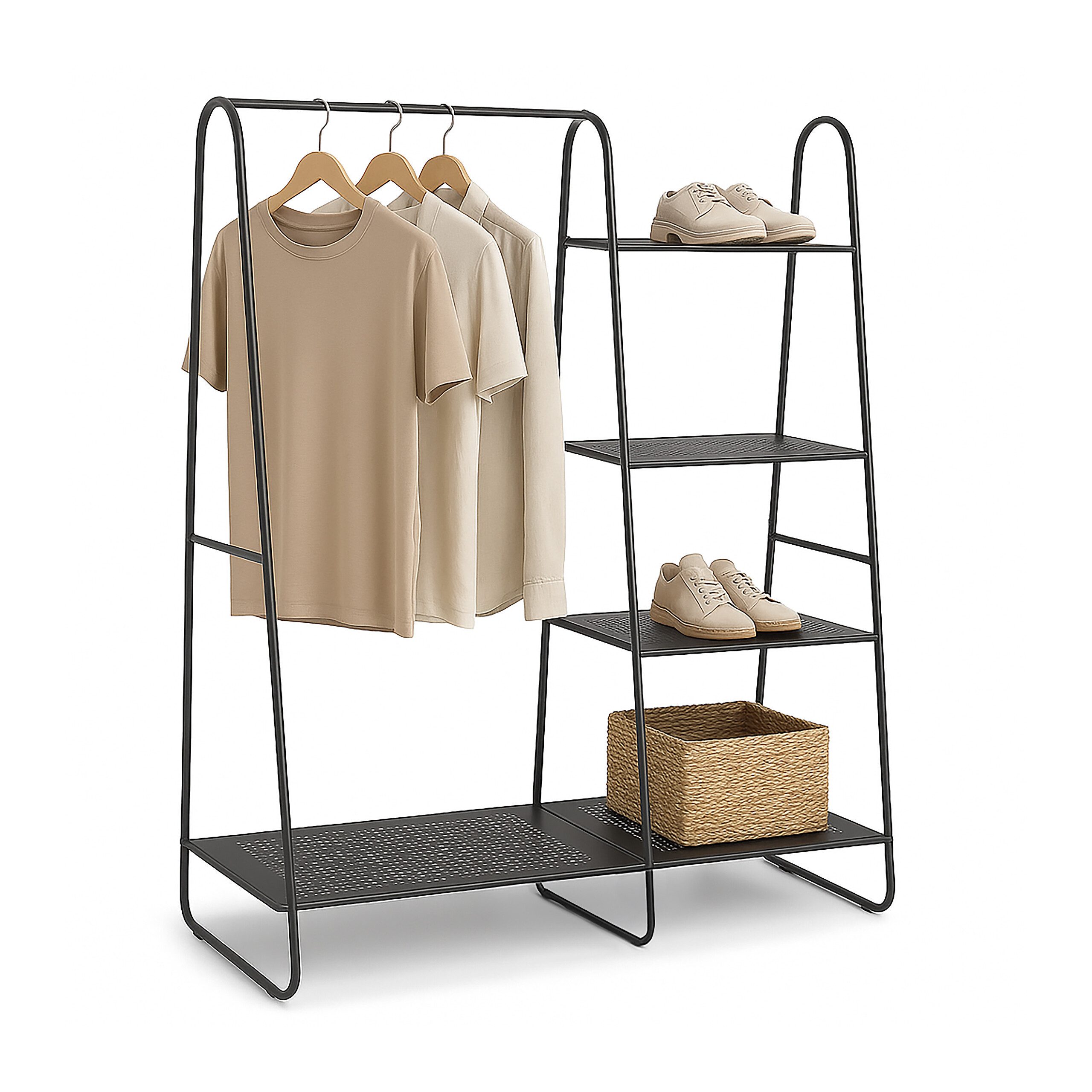 relaxdays Kleiderständer Schwarz 5 Böde günstig online kaufen