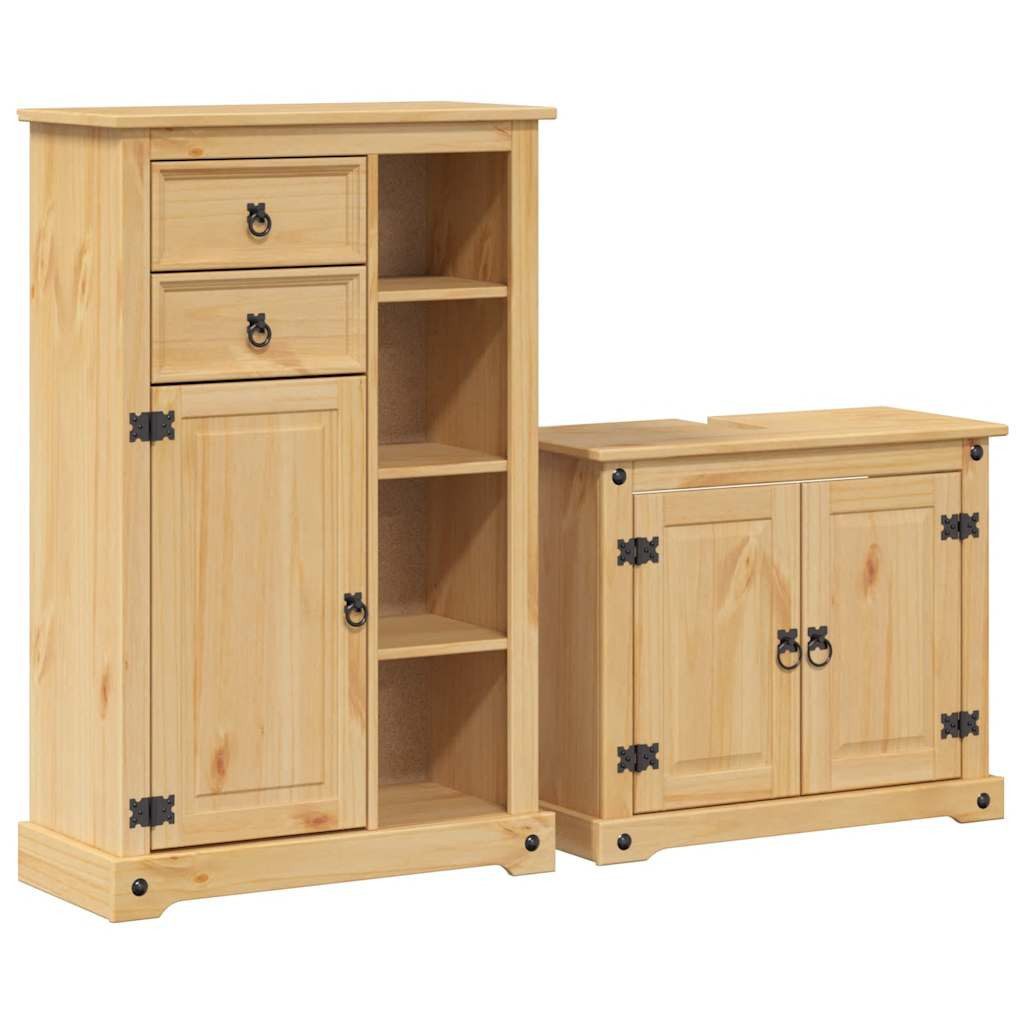 vidaXL Badezimmer-Set 2-teiliges Badmöbel-Set "Corona" Massivholz Kiefer günstig online kaufen