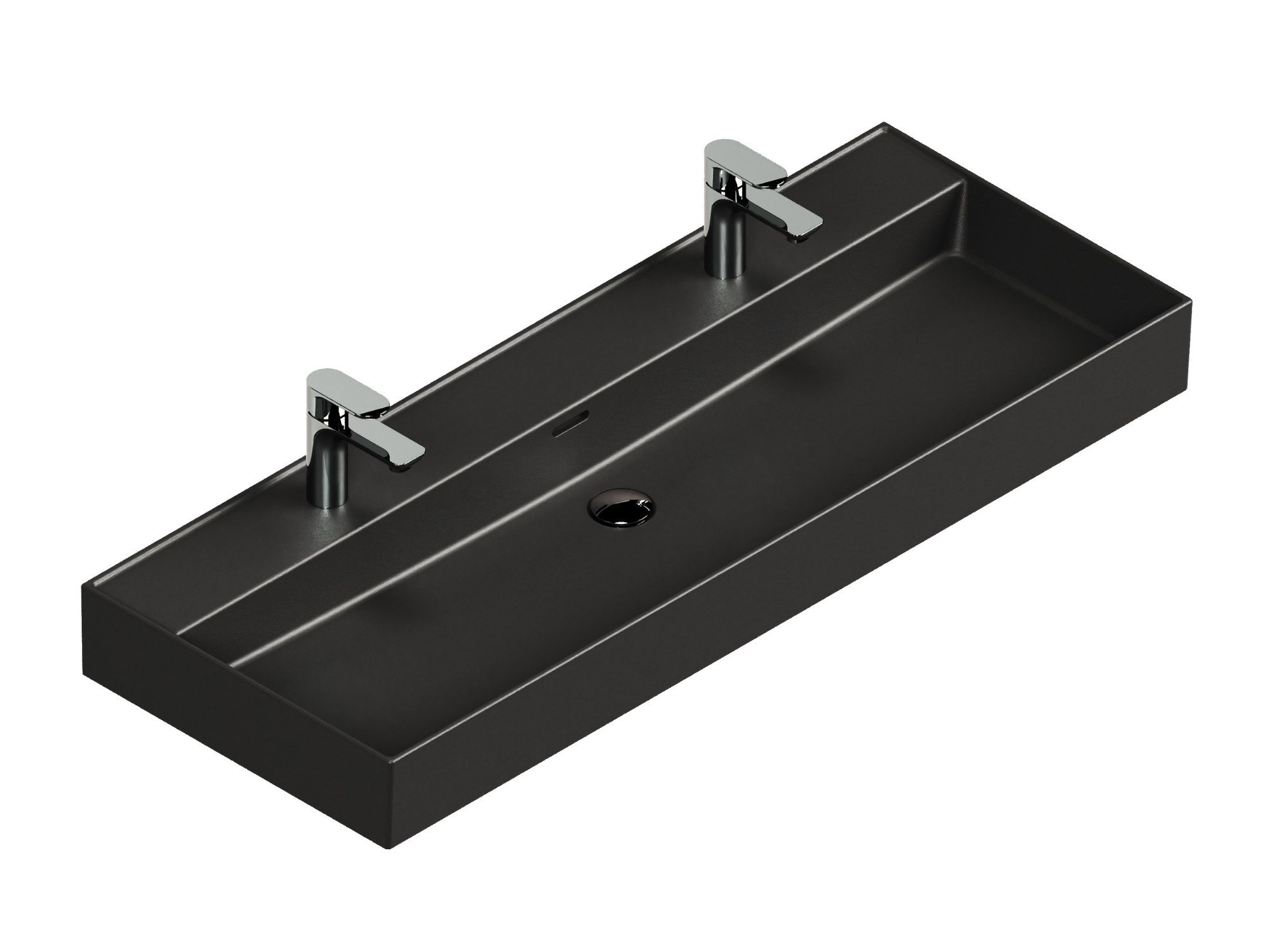Aqua Bagno Doppelwaschtisch Doppelwaschbecken 120cm schwarz günstig online kaufen