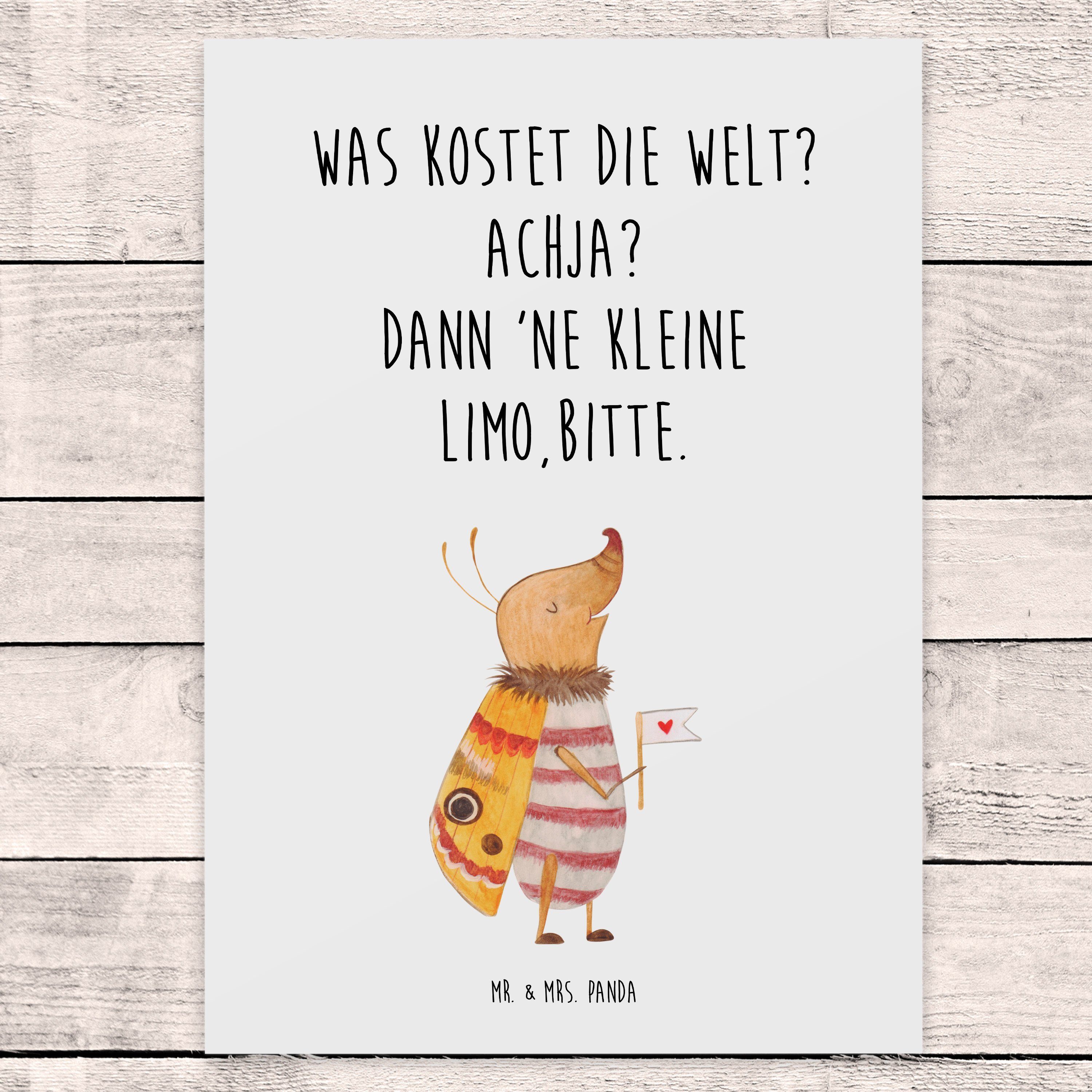 witzig - Einladung, Spruch Nachtfalter mit Geschenk, Fähnchen Panda - Mrs. Weiß & Mr. Postkarte