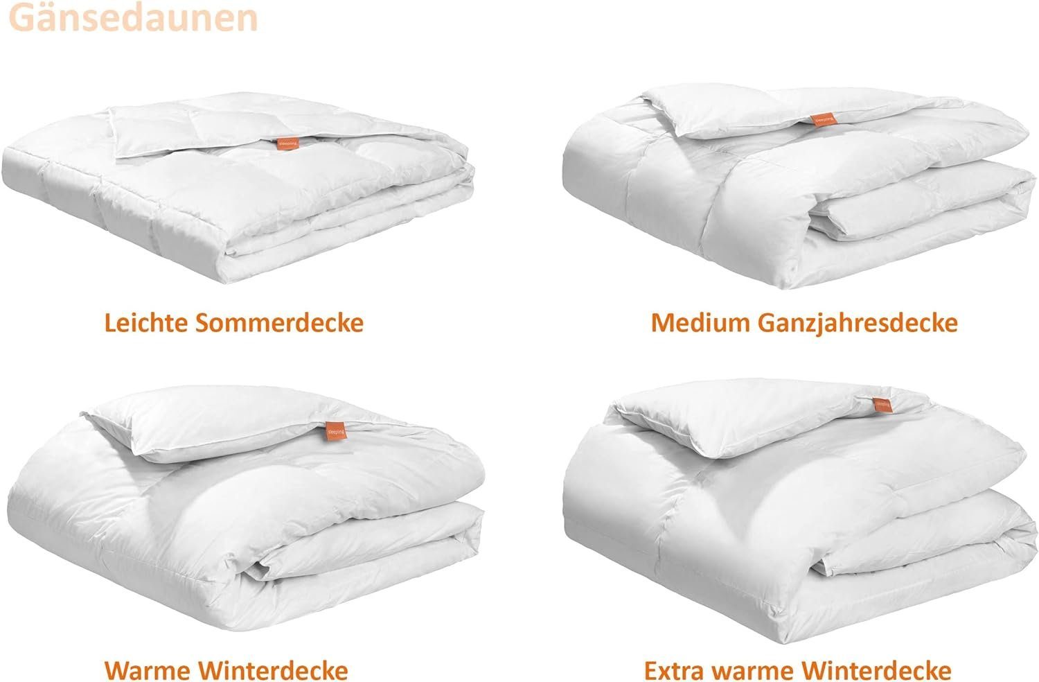 Gänsedaunenbettdecke, Premium 100% sleepling, Gänsedaunen, hergestellt in verschiende Füllung: Wärmeklassen Deutschland, Luxus